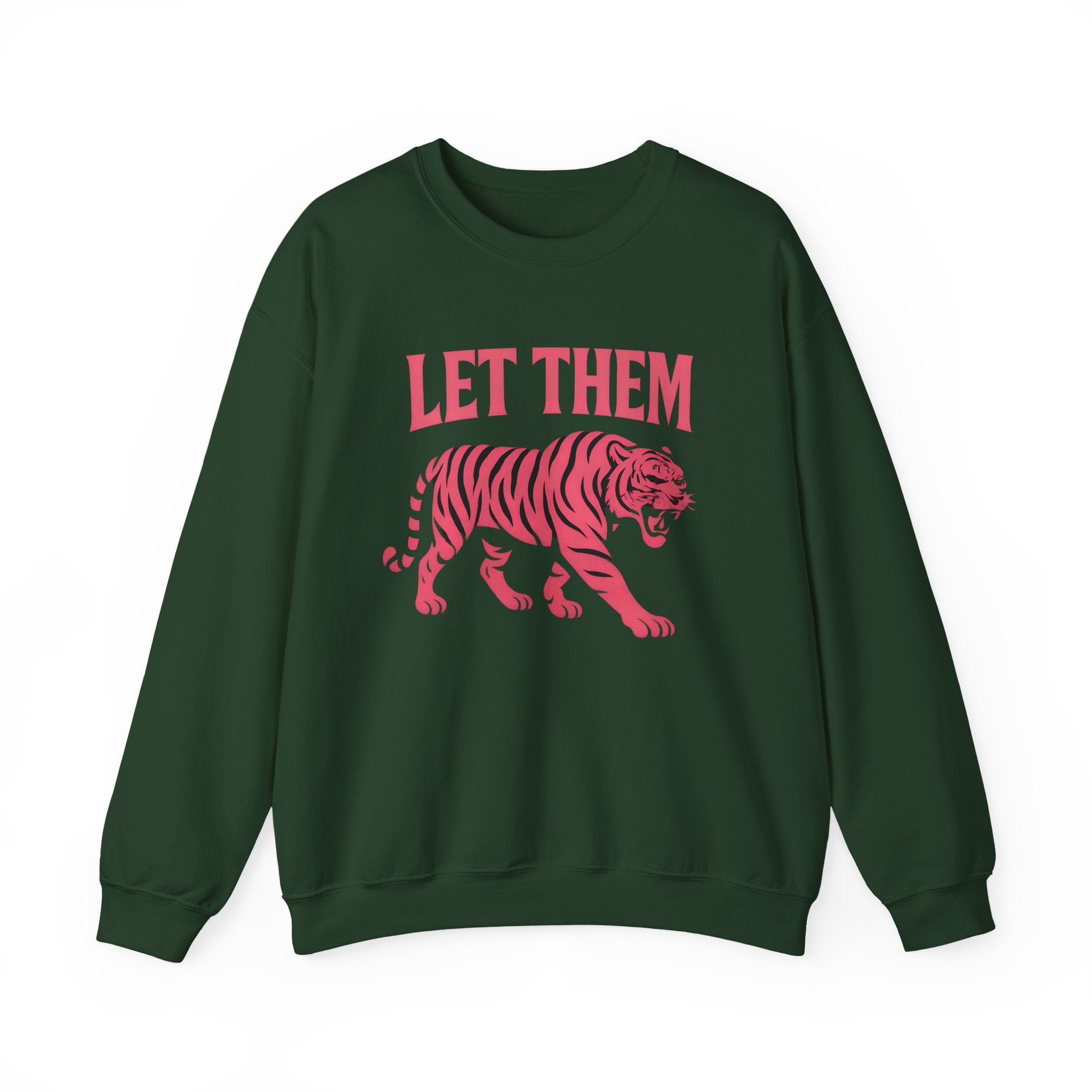 Let Them Tiger Crewneck Sweatshirt — Pink Graphic Tiger Pullover
