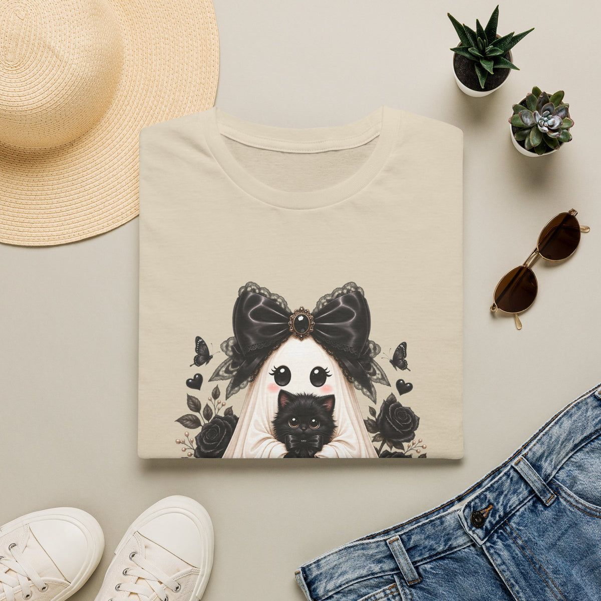 Lace Kitten Ghost Tee - Gildan