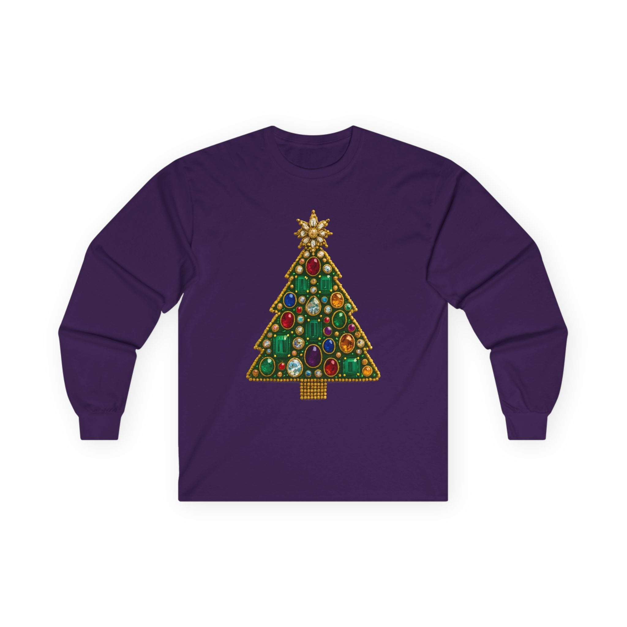 Gemstone Christmas Tree Ornament Graphic Long Sleeve Tee