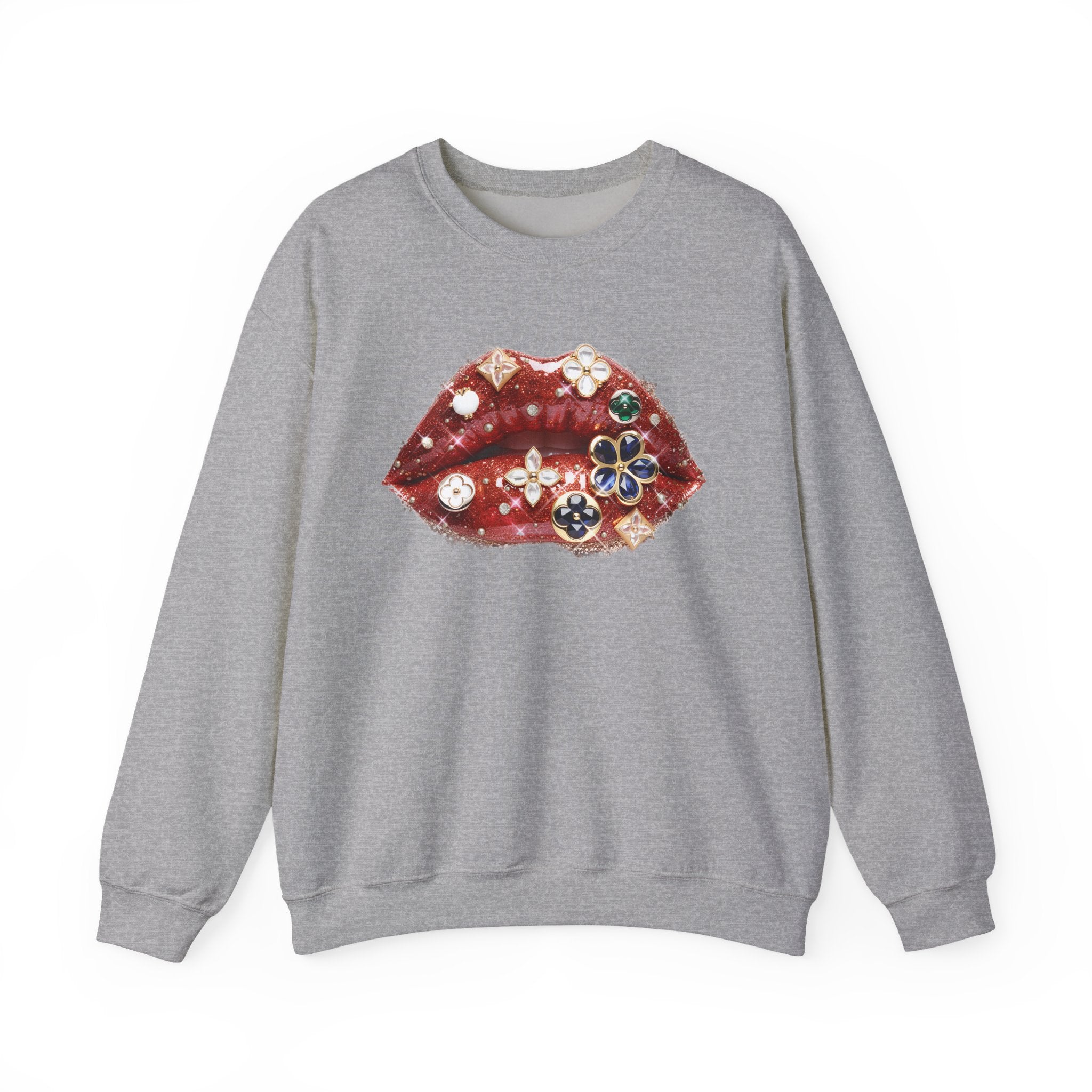 Jeweled Lips Crewneck Sweatshirt - Gildan Brand