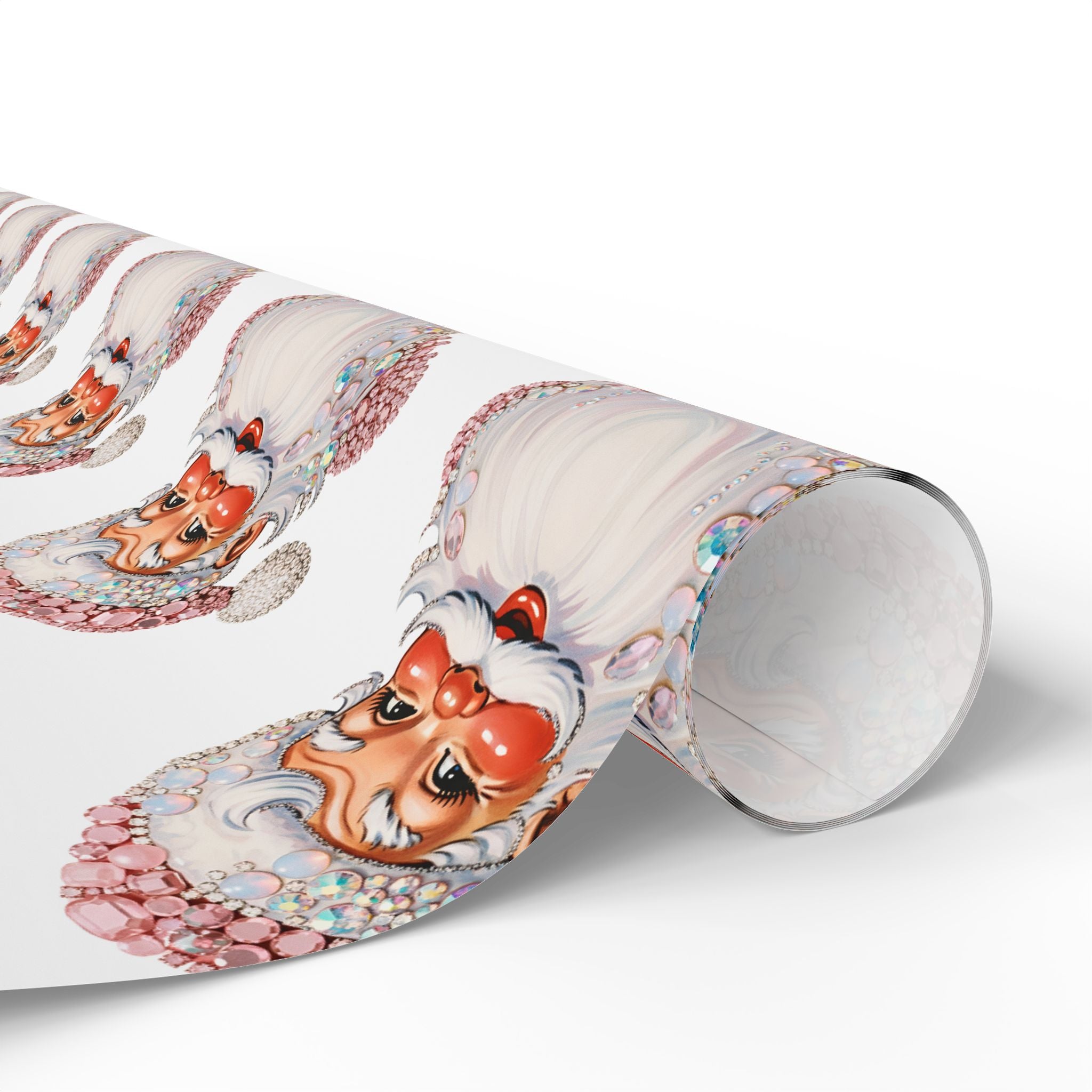 Gemstone Santa Wrapping Paper – Vintage Santa Face Holiday Gift Wrap