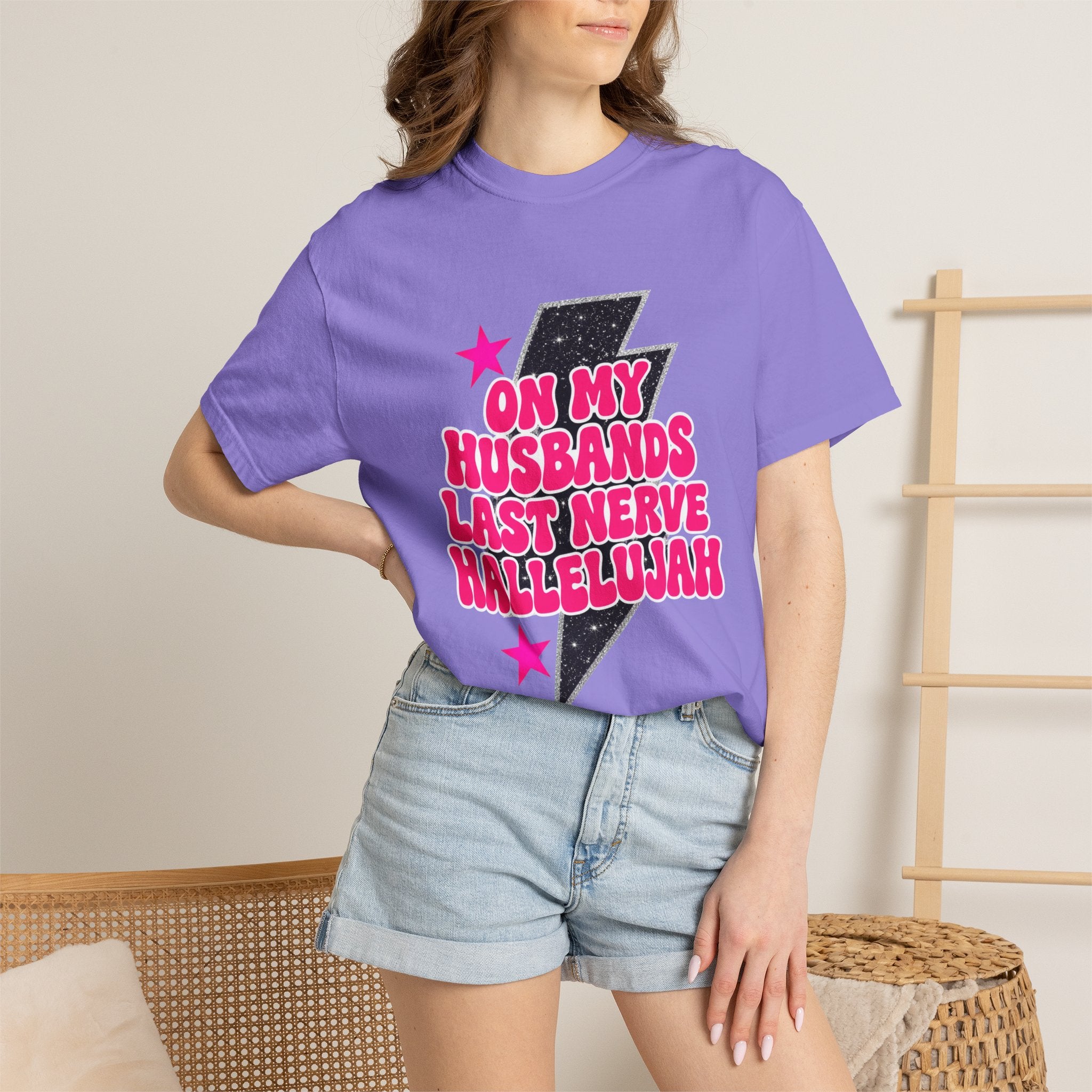 On My Husbands Last Nerve Hallelujah Tee - Comfort Colors