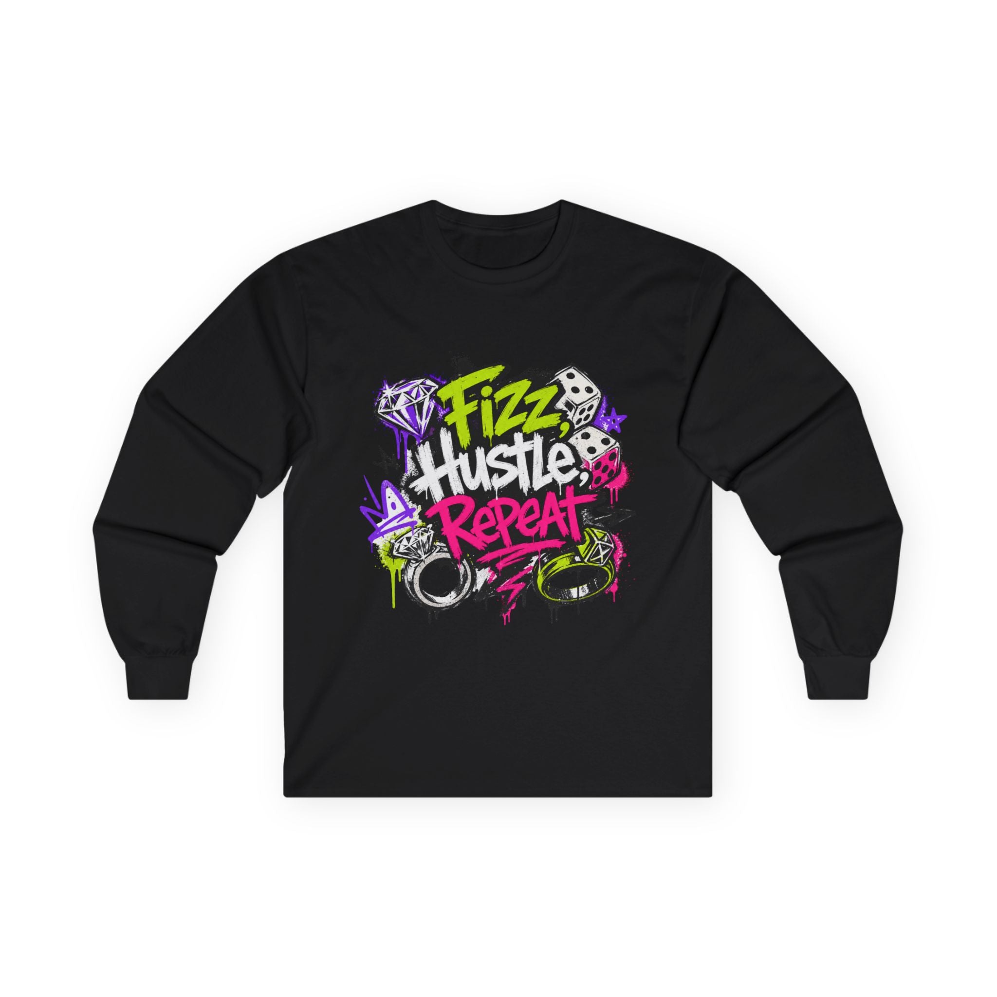 Fizz Hustle Repeat Long Sleeve Tee - Gildan