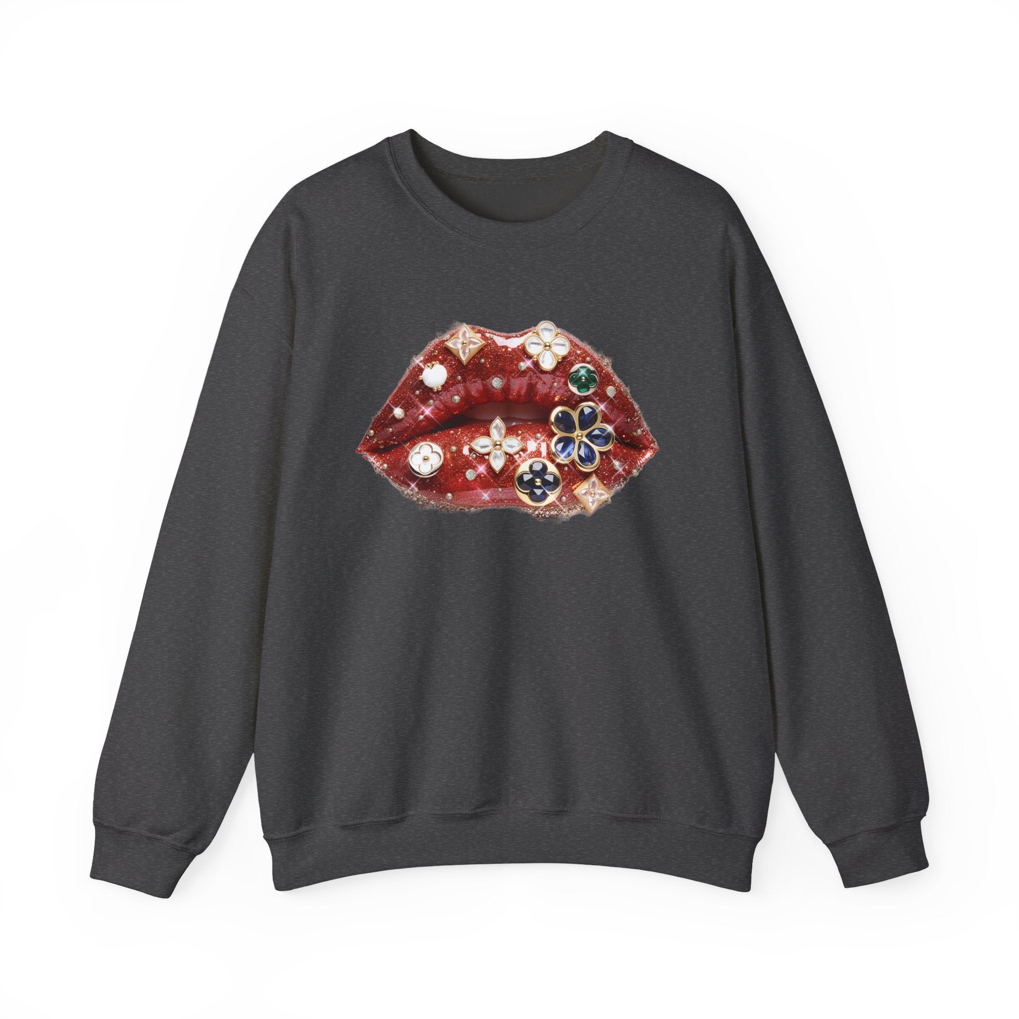 Jeweled Lips Crewneck Sweatshirt - Gildan Brand