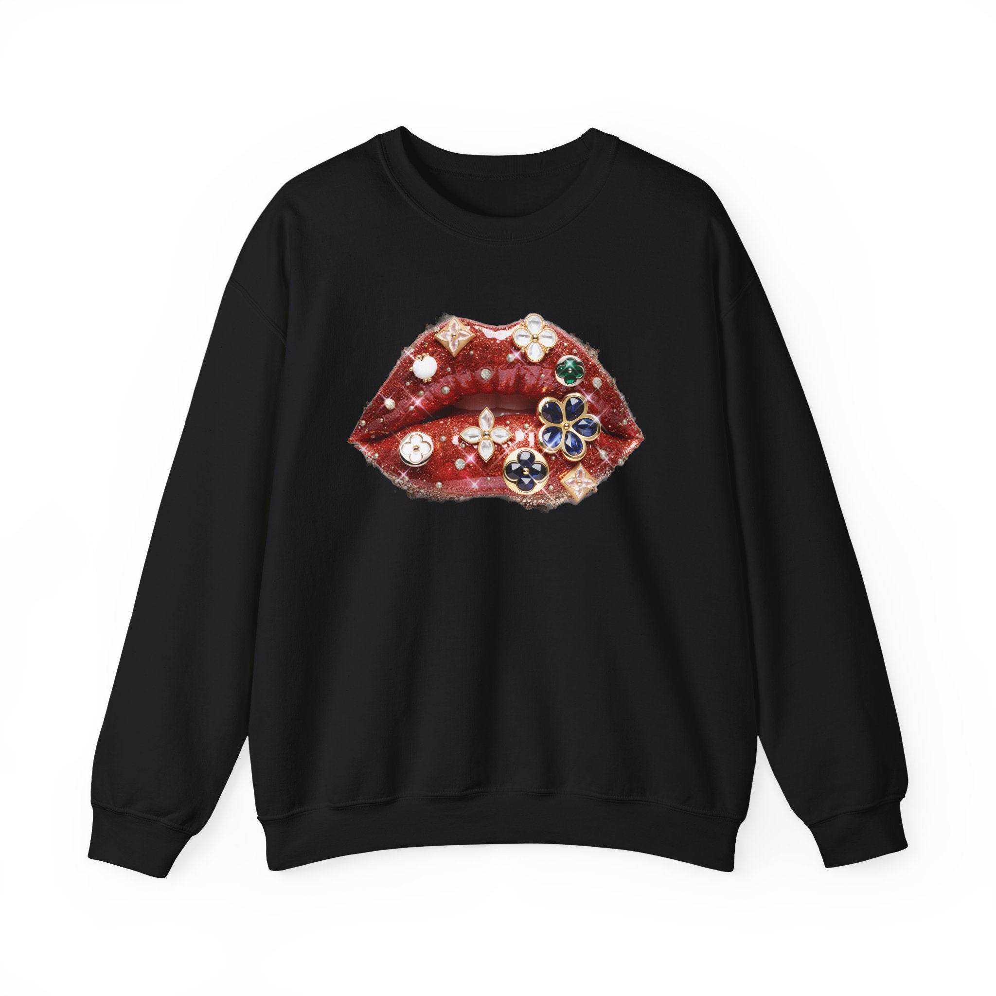 Jeweled Lips Crewneck Sweatshirt - Gildan Brand