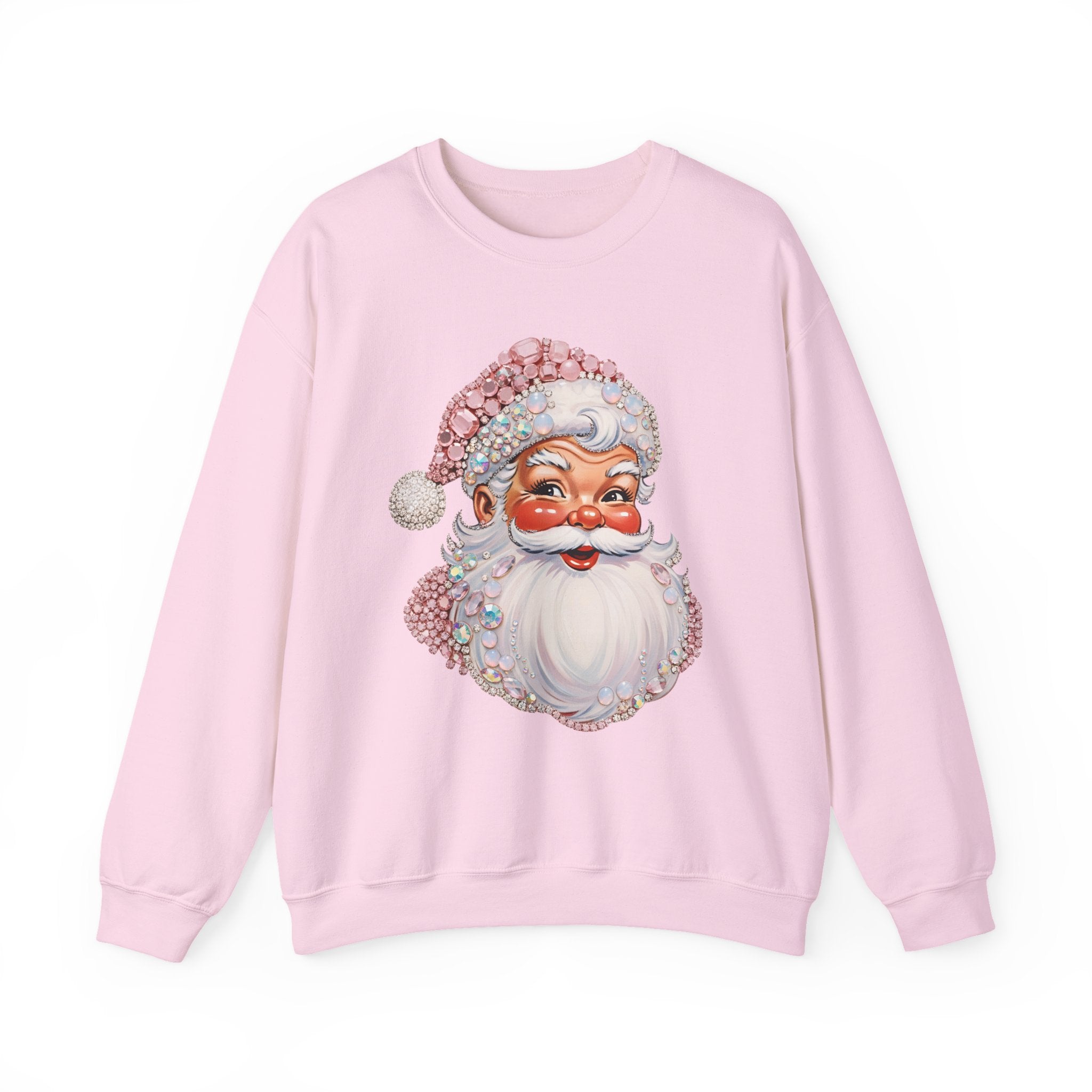 Santa Peeking Crewneck Sweatshirt - Vintage Sparkle Santa Face Holiday Sweater