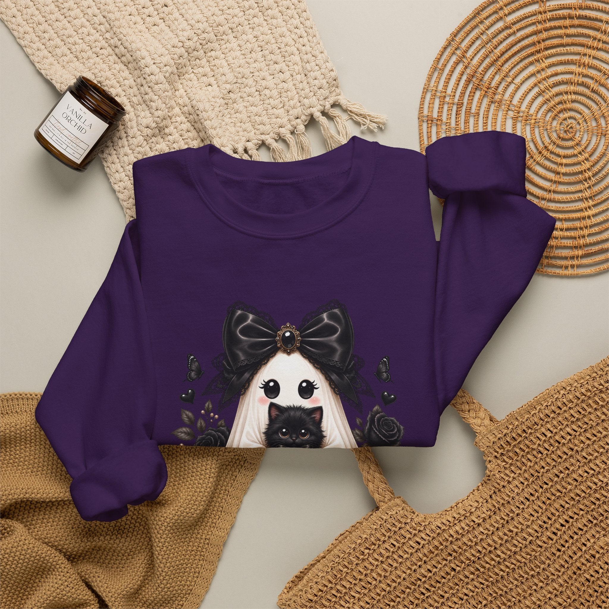Lace Kitten Ghost Sweatshirt - Gildan
