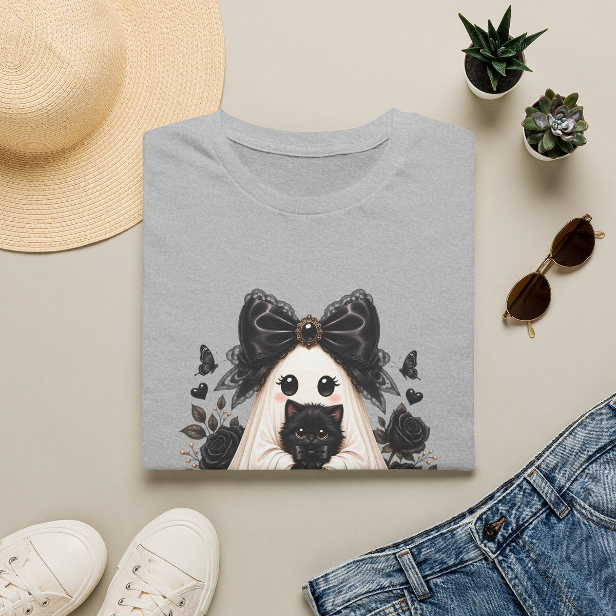 Lace Kitten Ghost Tee - Gildan
