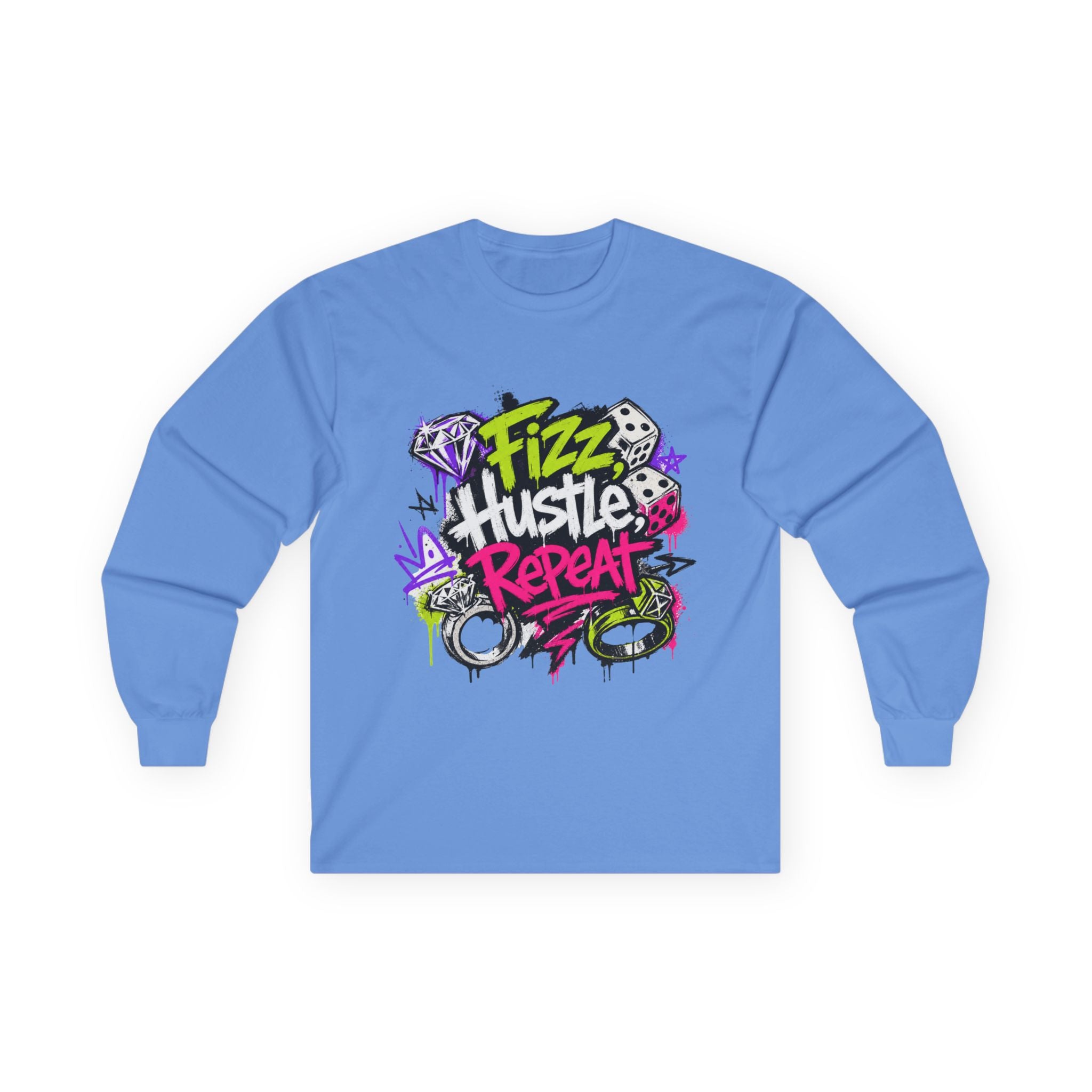Fizz Hustle Repeat Long Sleeve Tee - Gildan