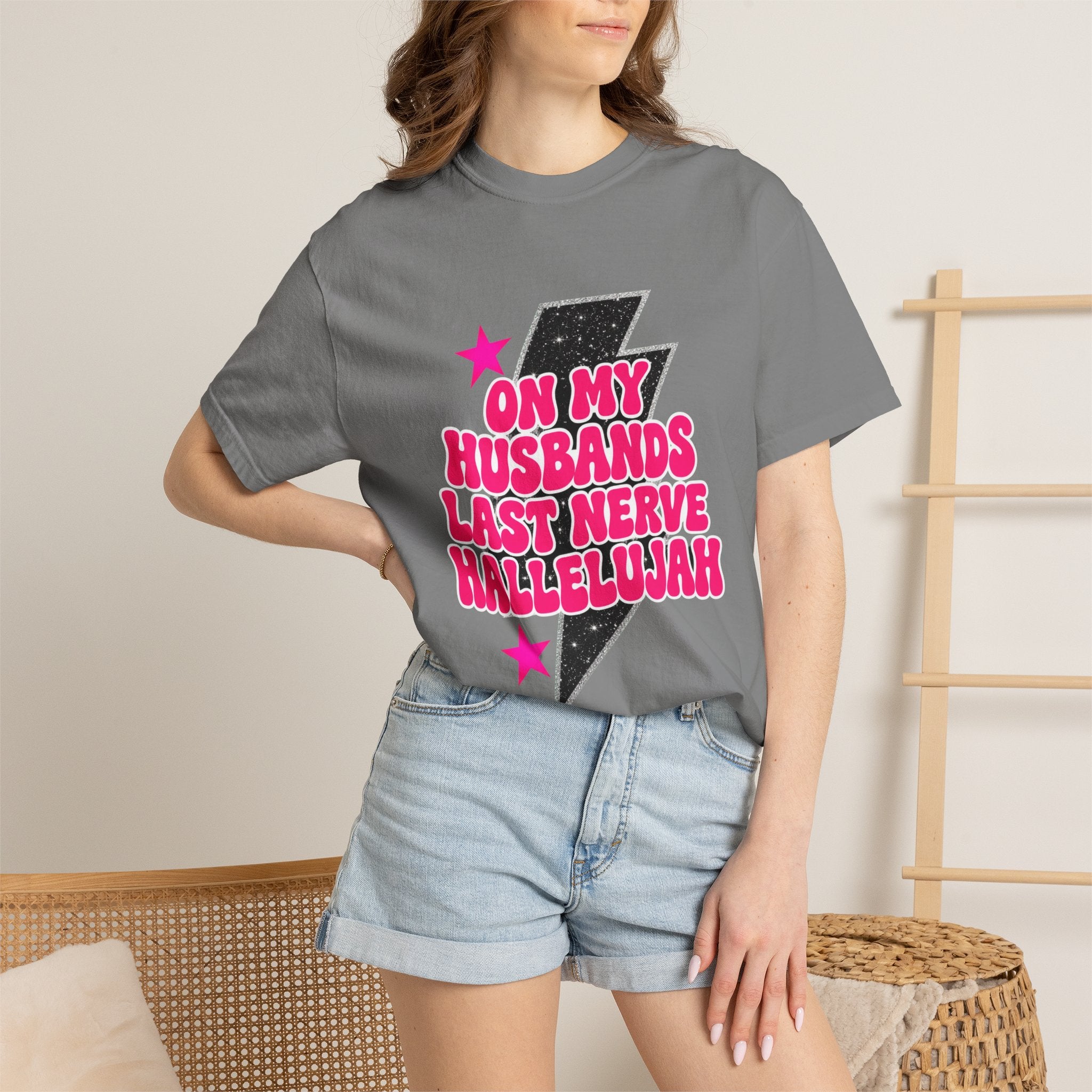 On My Husbands Last Nerve Hallelujah Tee - Comfort Colors