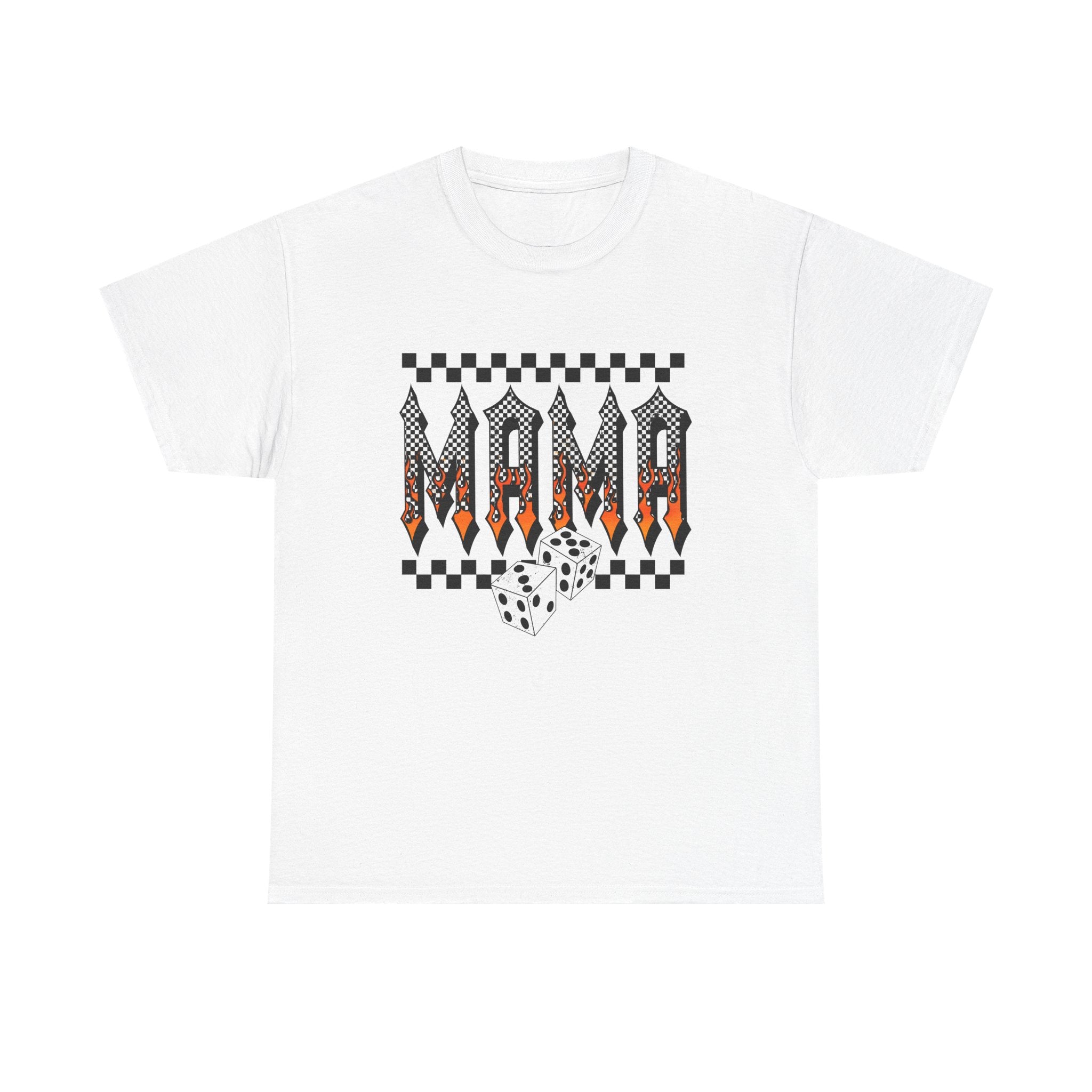 Mama Dice Graphic Tee — Checkerboard Rock 'n' Roll Mom T-Shirt