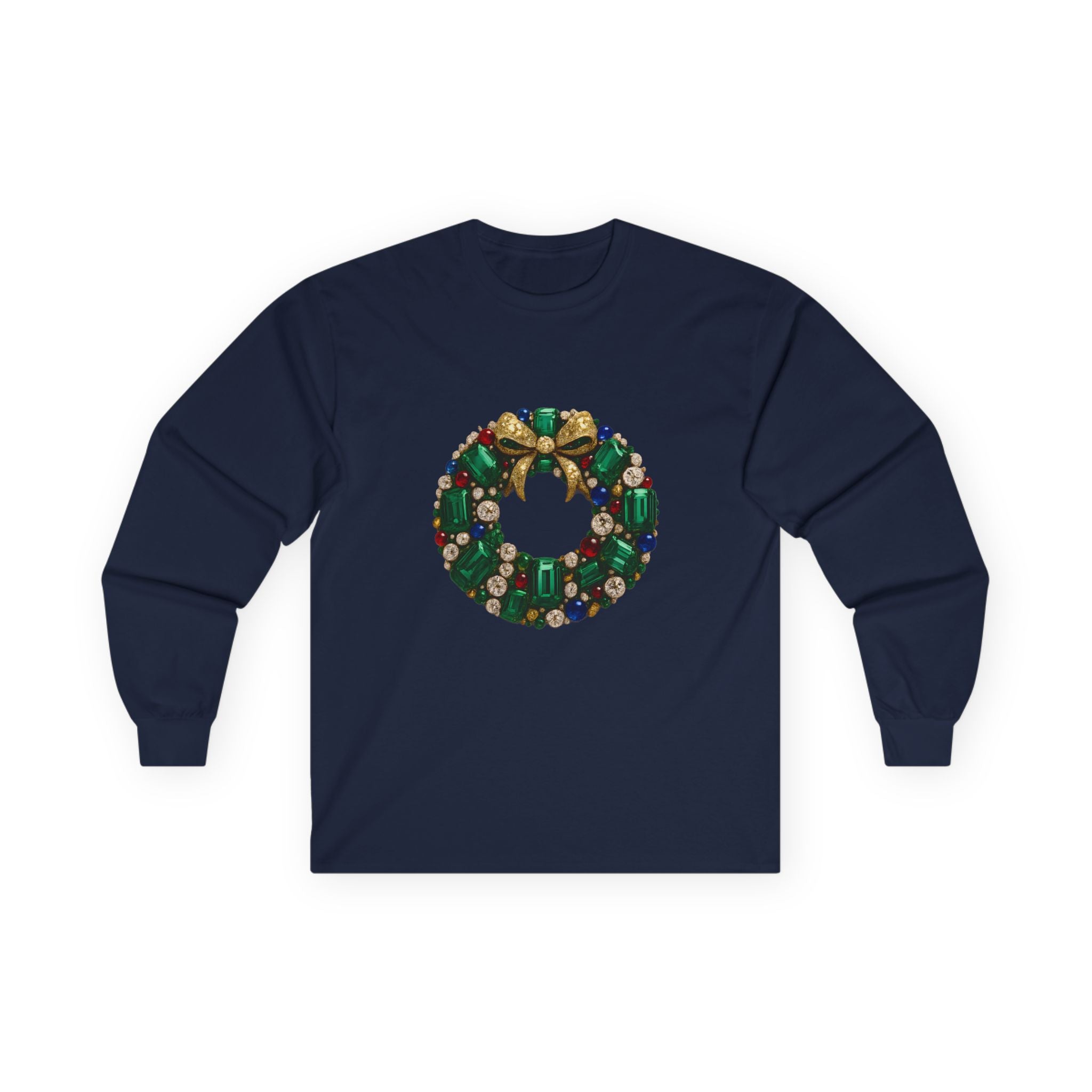 Holiday Wreath Gemstone Long Sleeve Tee