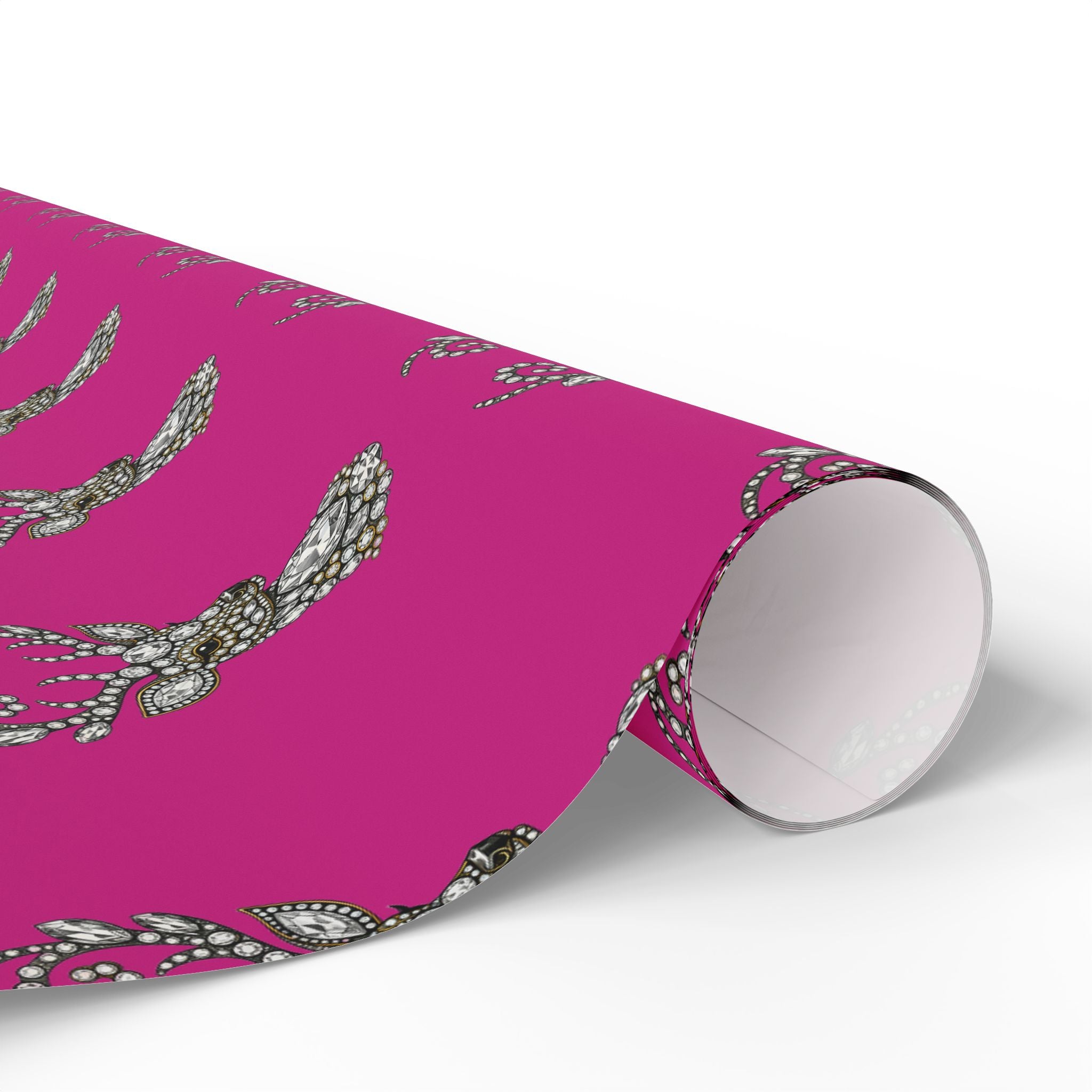 Gemstone Deer Wrapping Paper — Pink Holiday Gift Wrap