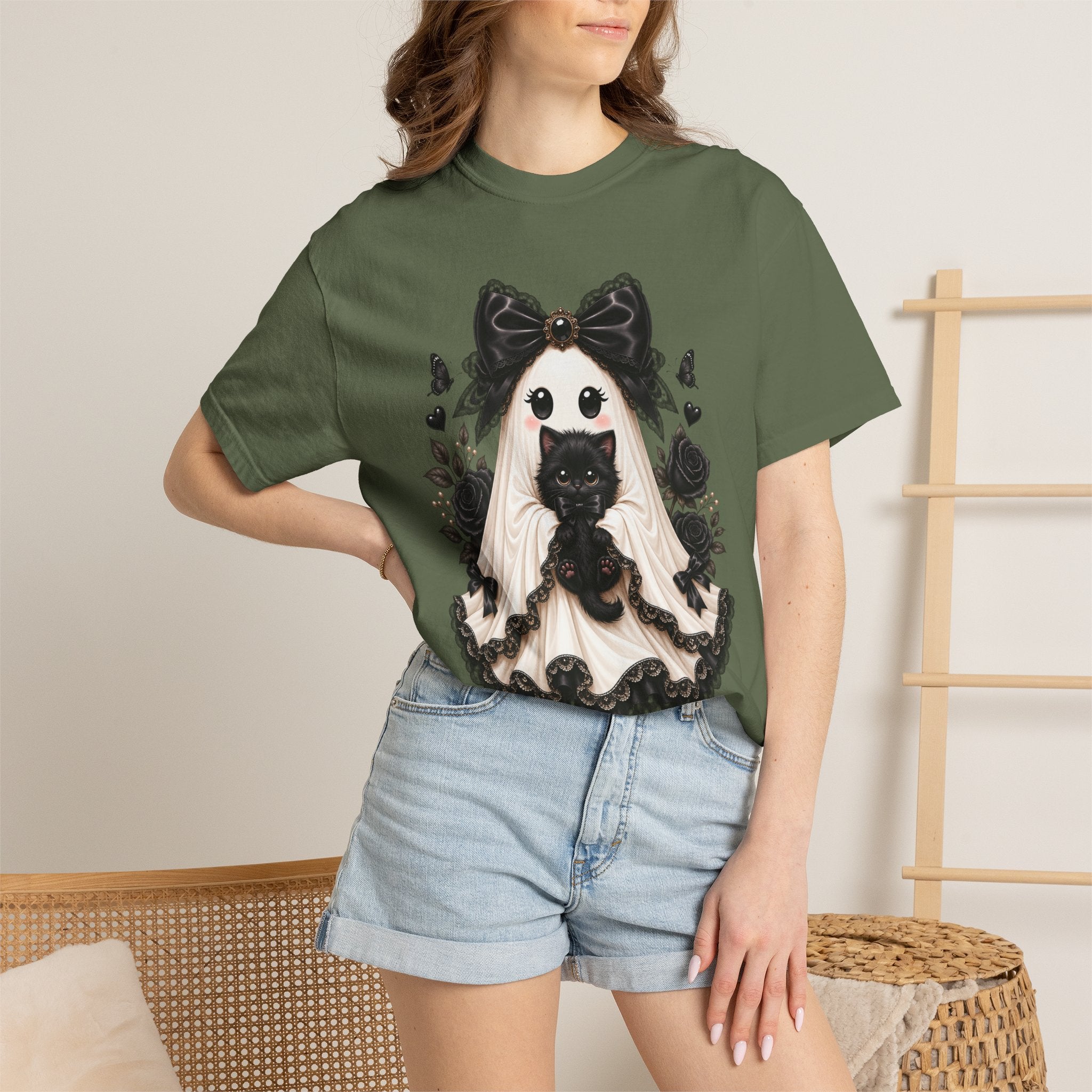 Lace Kitten Ghost Tee - Comfort Colors