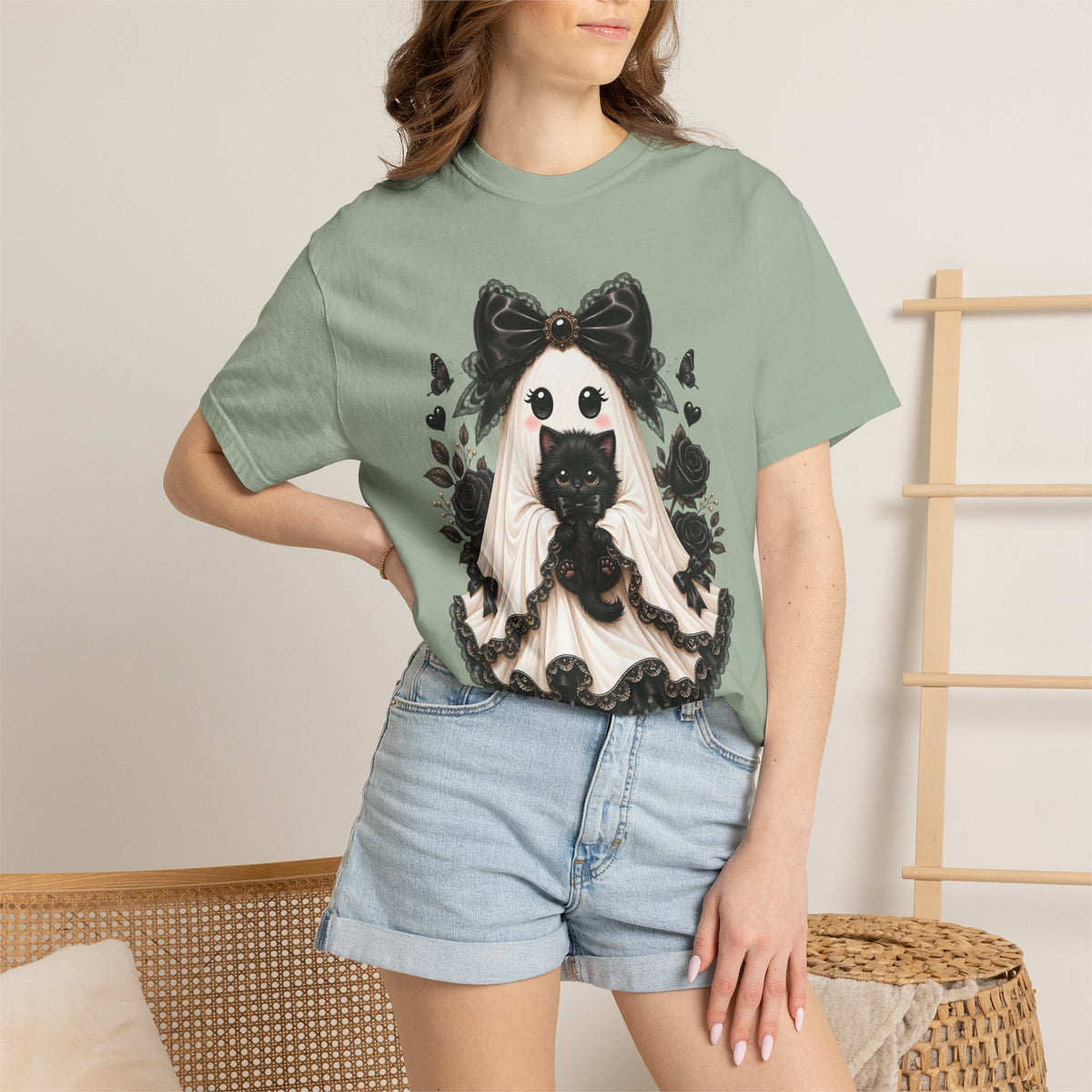 Lace Kitten Ghost Tee - Comfort Colors