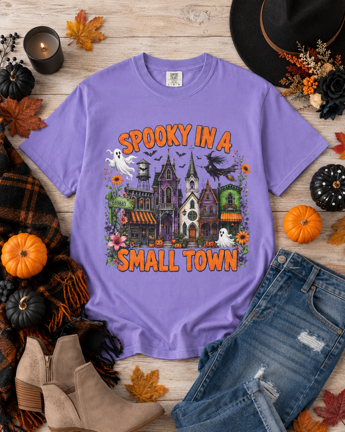Spooky In A Small Town Tee - Comfort Colors