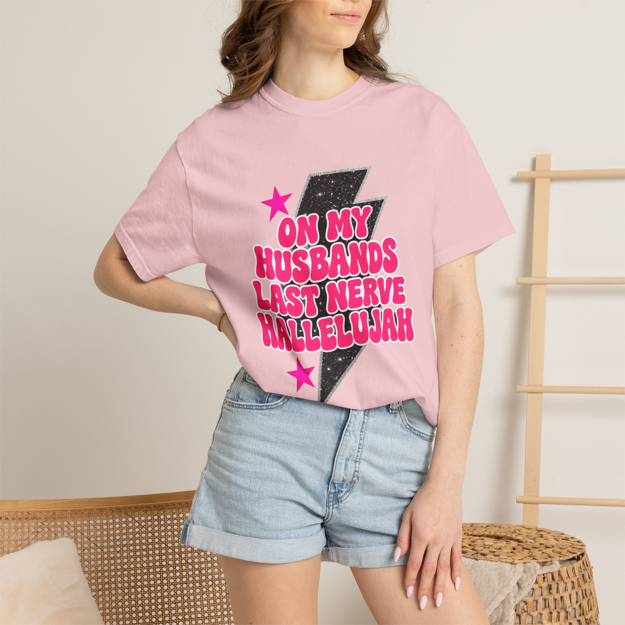 On My Husbands Last Nerve Hallelujah Tee - Comfort Colors