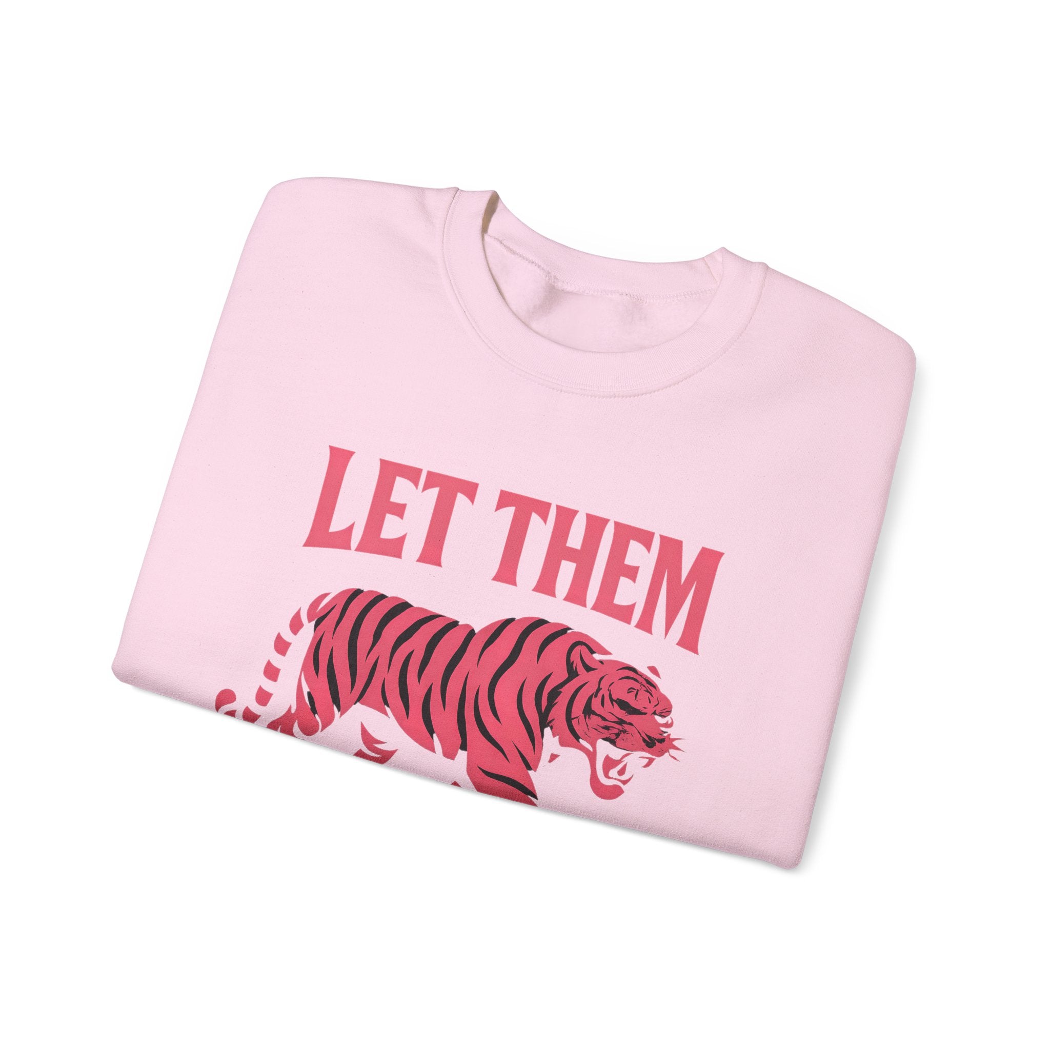 Let Them Tiger Crewneck Sweatshirt — Pink Graphic Tiger Pullover