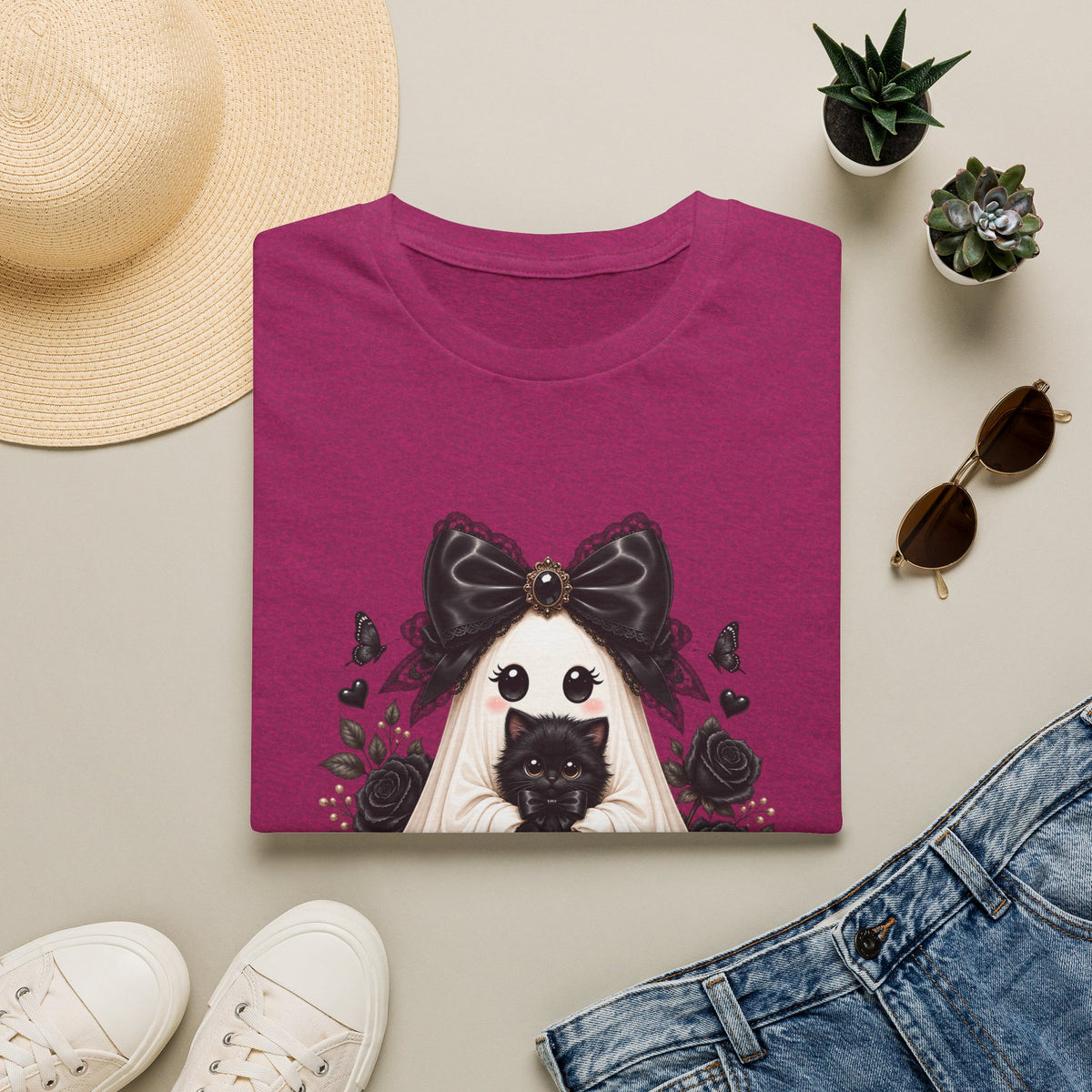 Lace Kitten Ghost Tee - Gildan