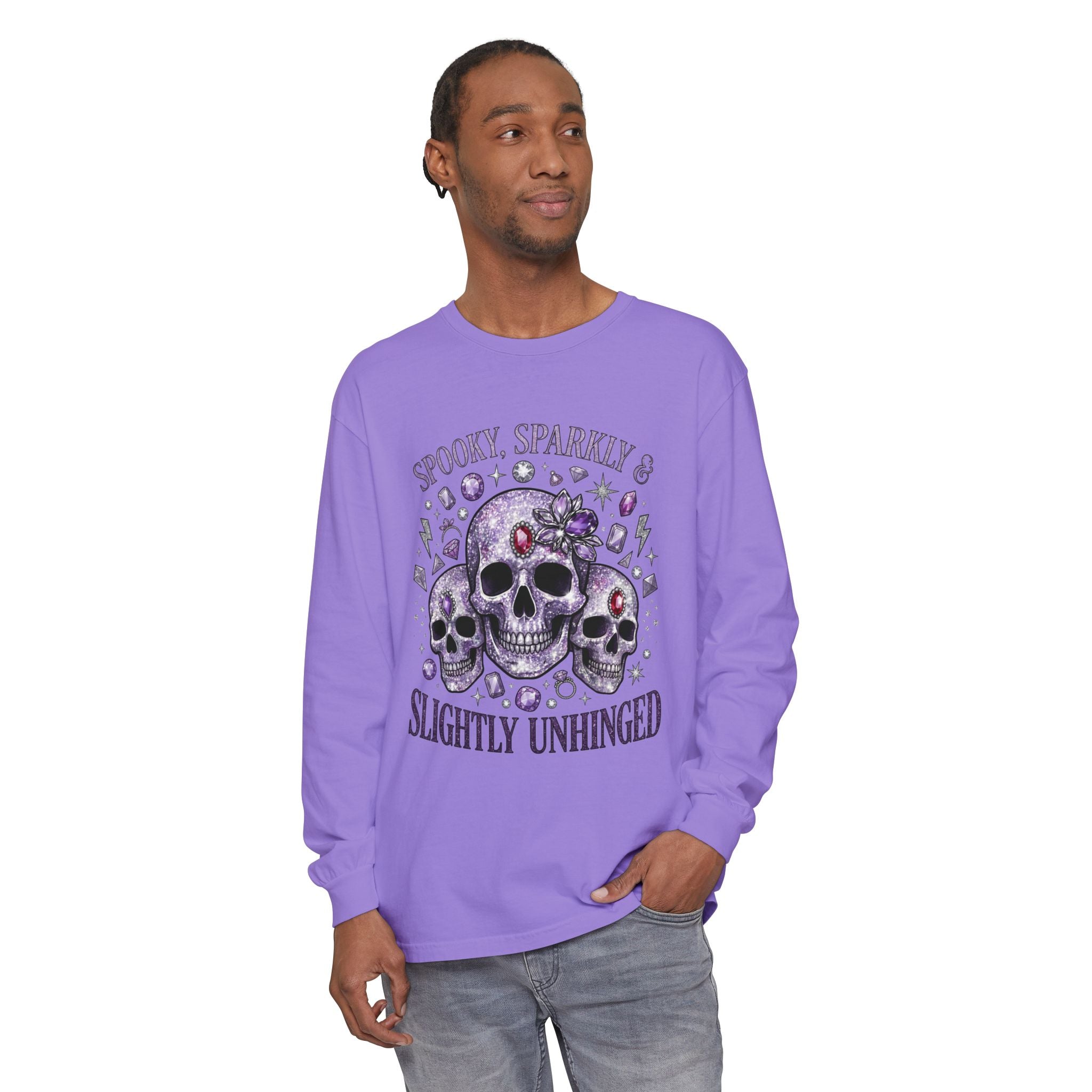 Spooky and Sparkly Long Sleeve Tee - Comfort Colors