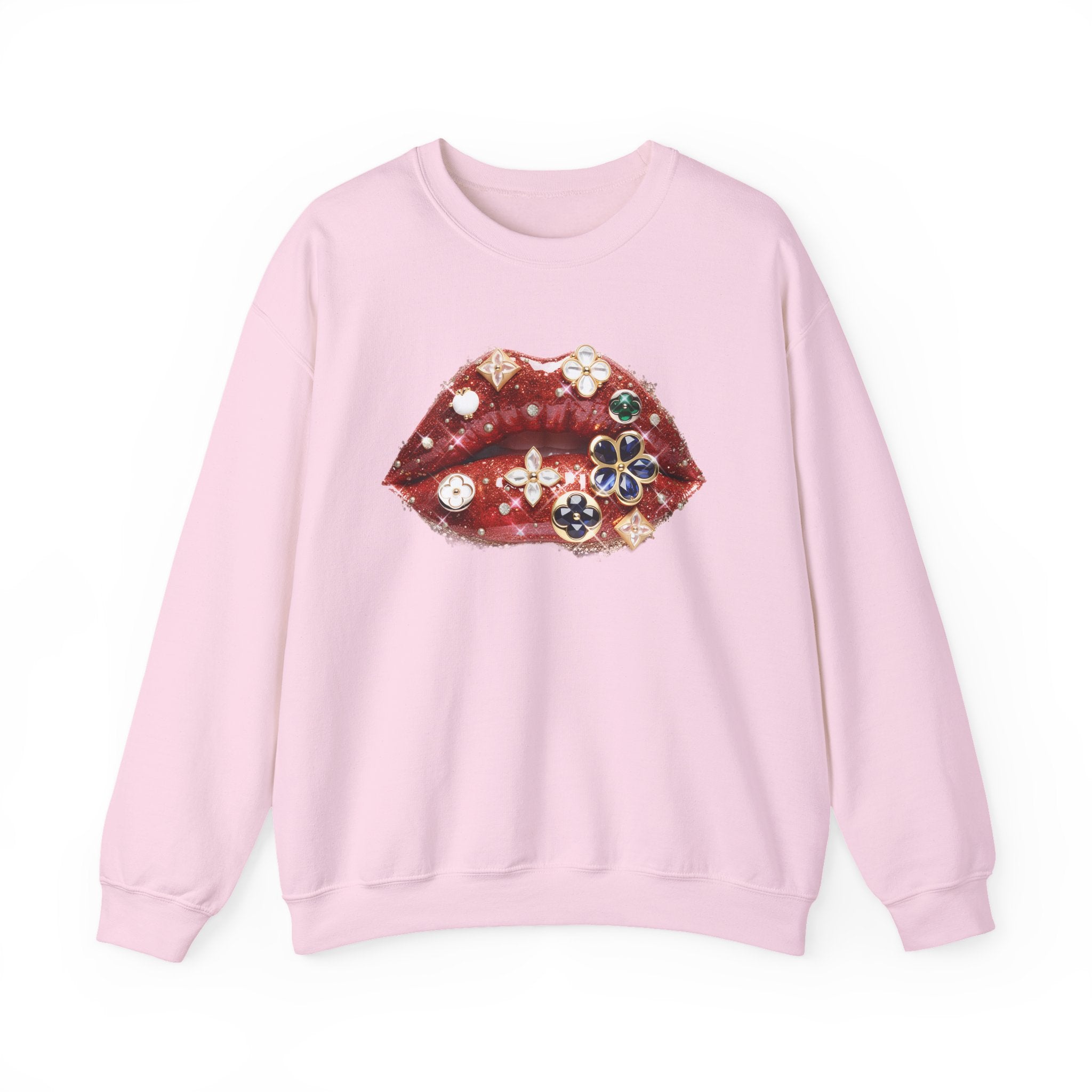 Jeweled Lips Crewneck Sweatshirt - Gildan Brand