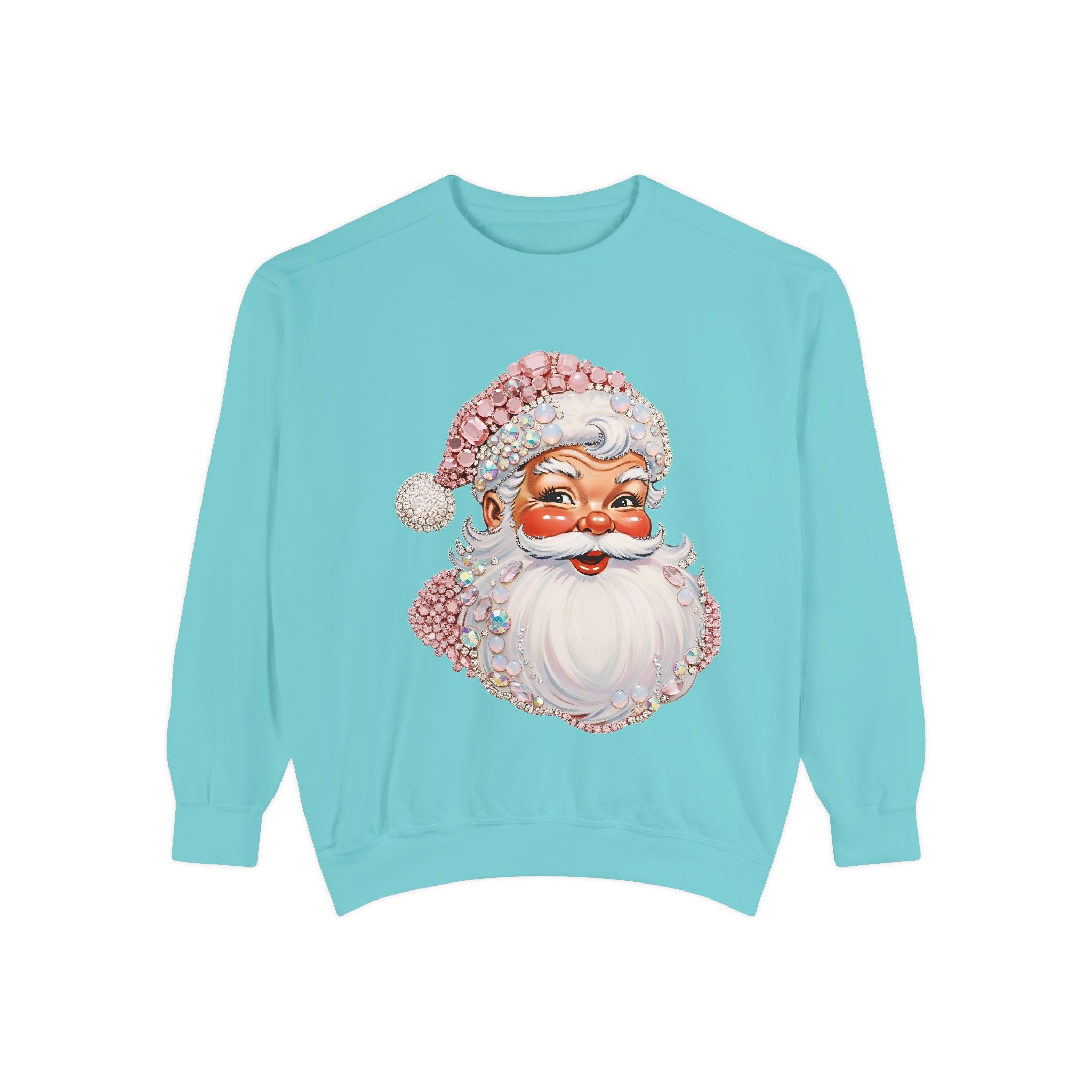 Gemstone Santa Face Sweatshirt — Retro Christmas Holiday Pullover
