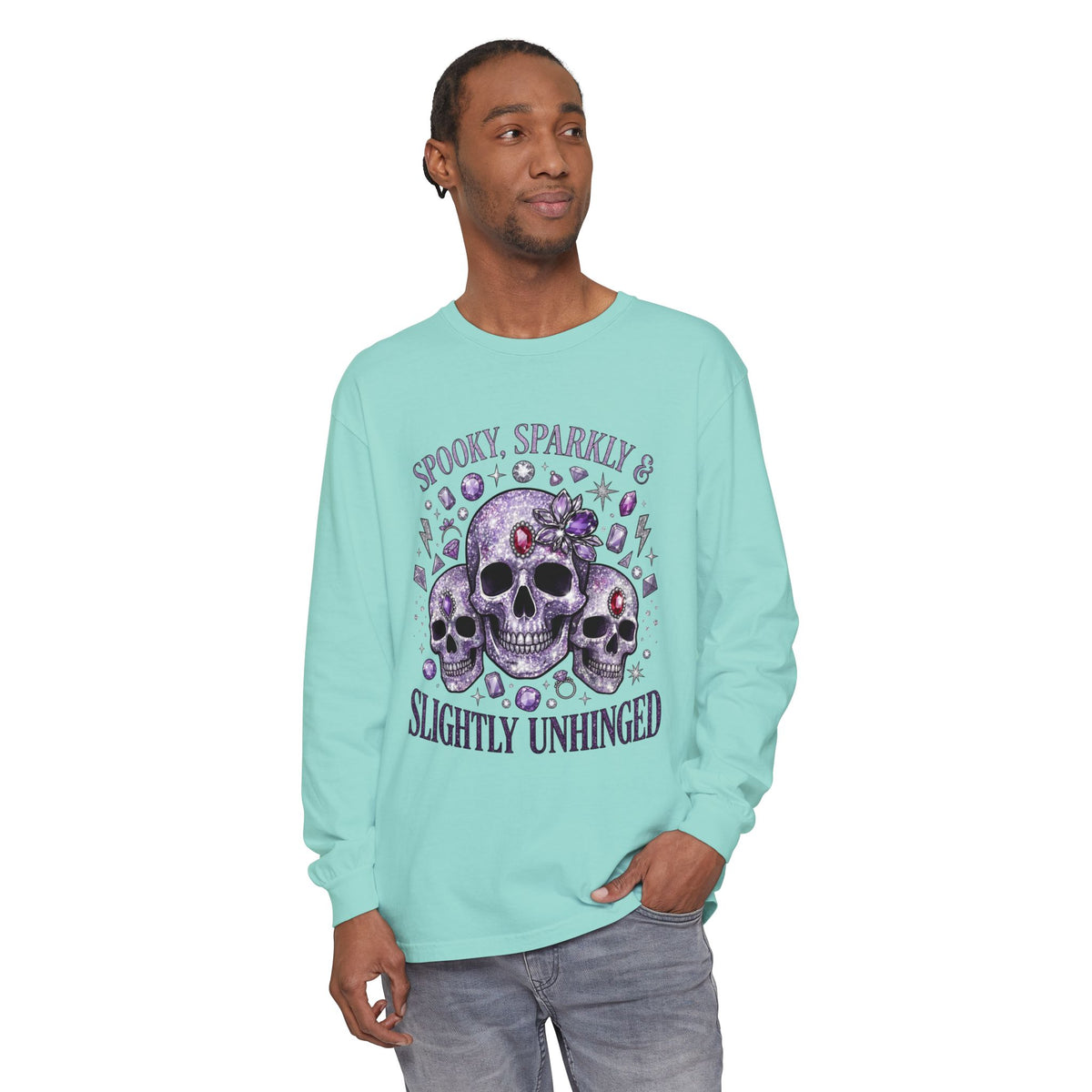 Spooky and Sparkly Long Sleeve Tee - Comfort Colors