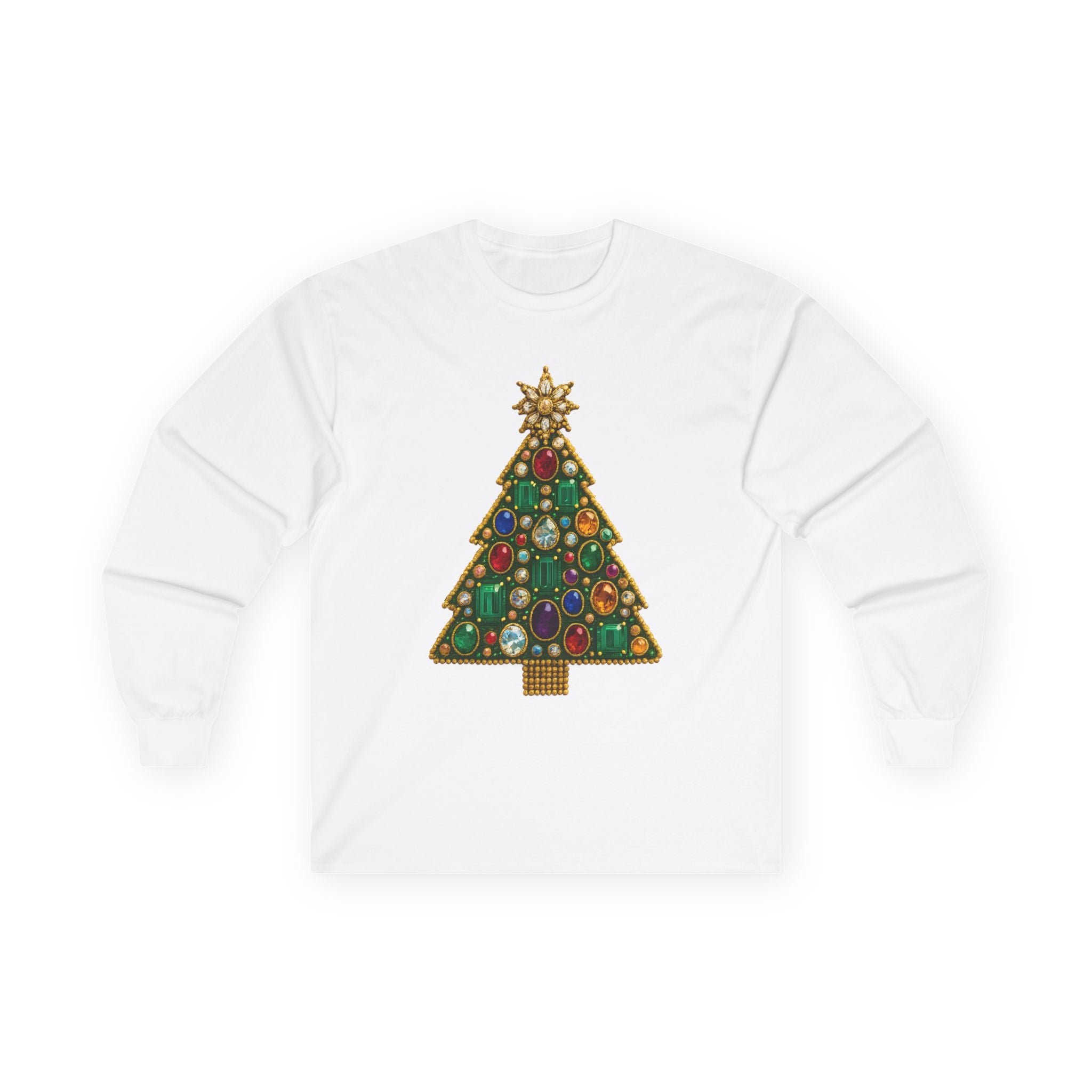 Gemstone Christmas Tree Ornament Graphic Long Sleeve Tee