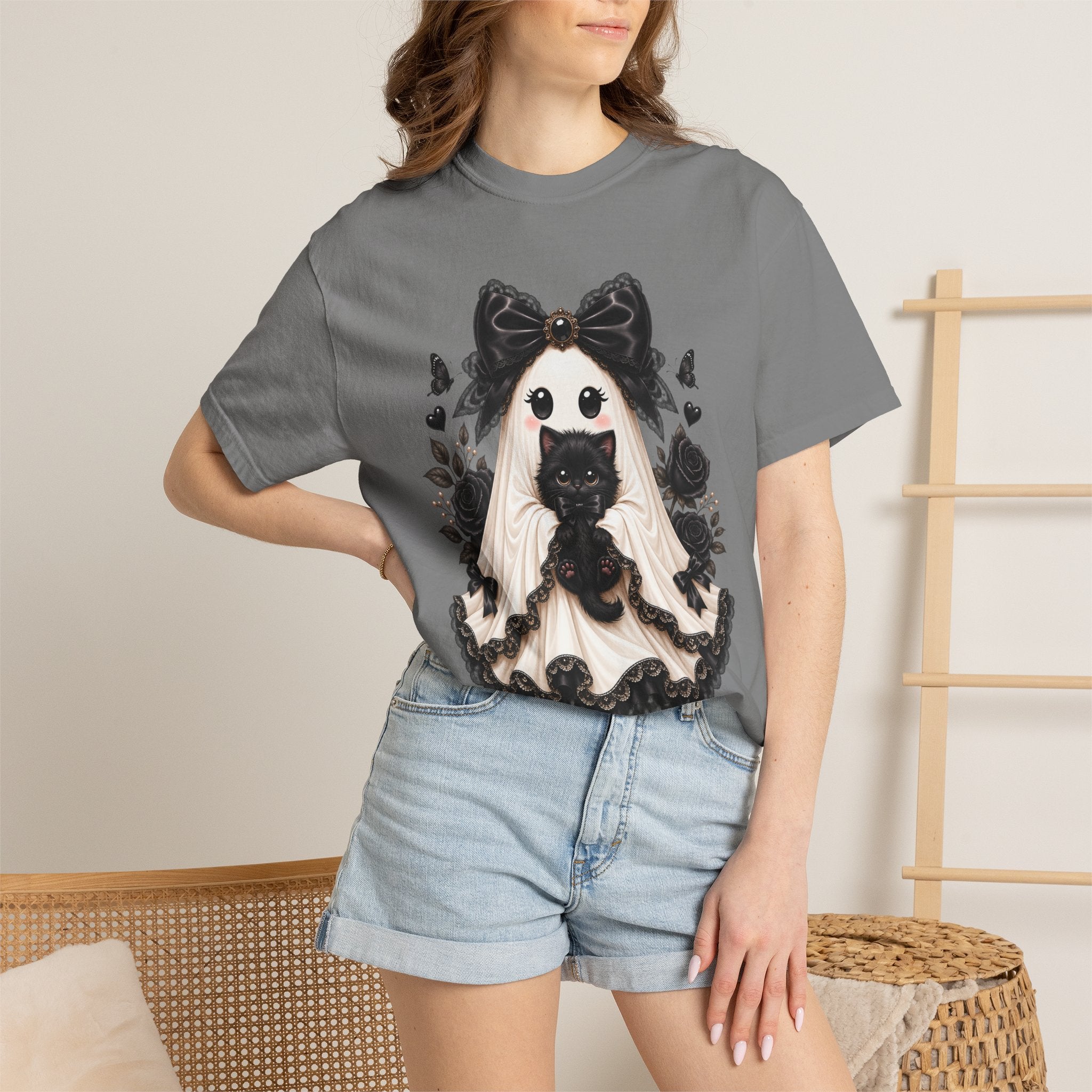 Lace Kitten Ghost Tee - Comfort Colors