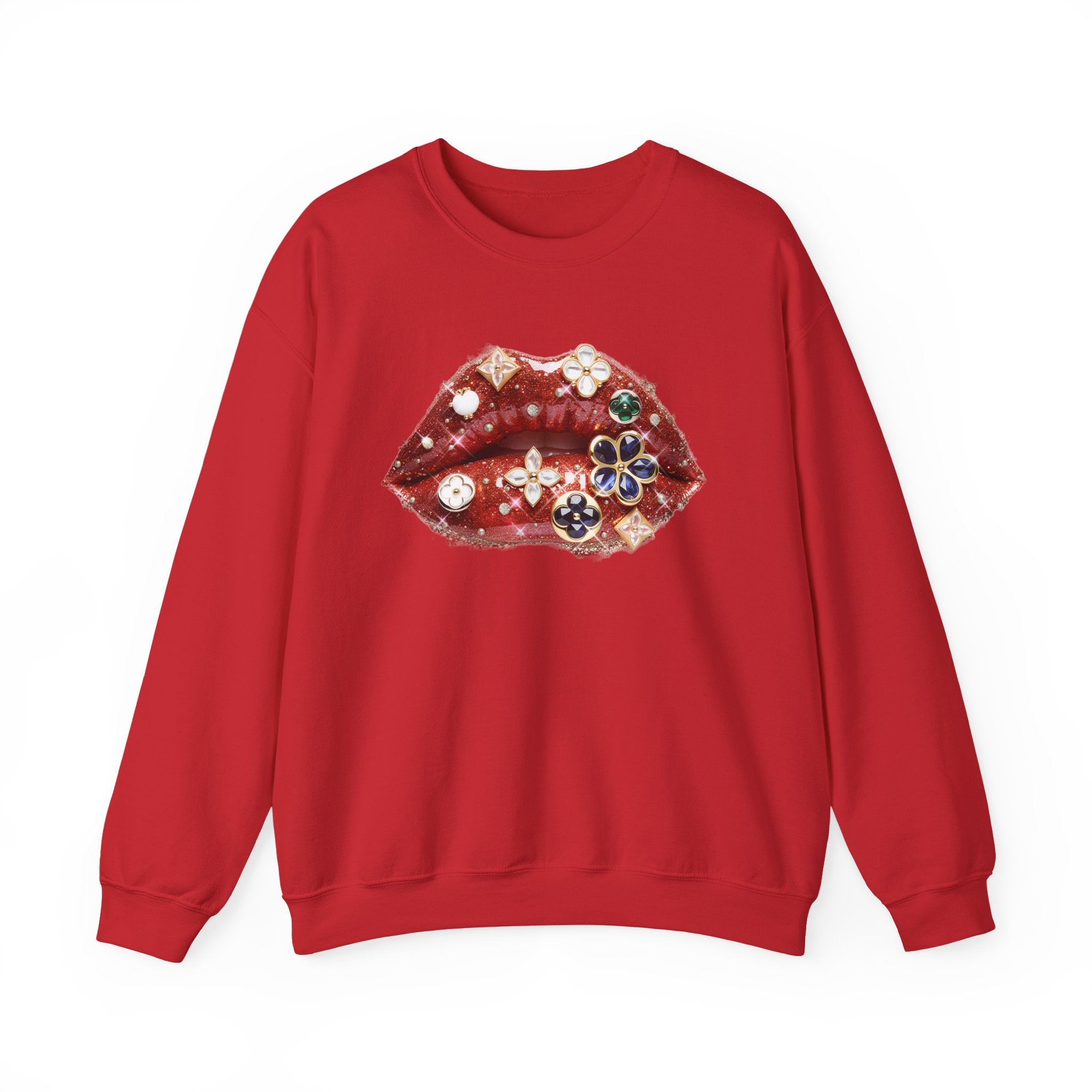 Jeweled Lips Crewneck Sweatshirt - Gildan Brand