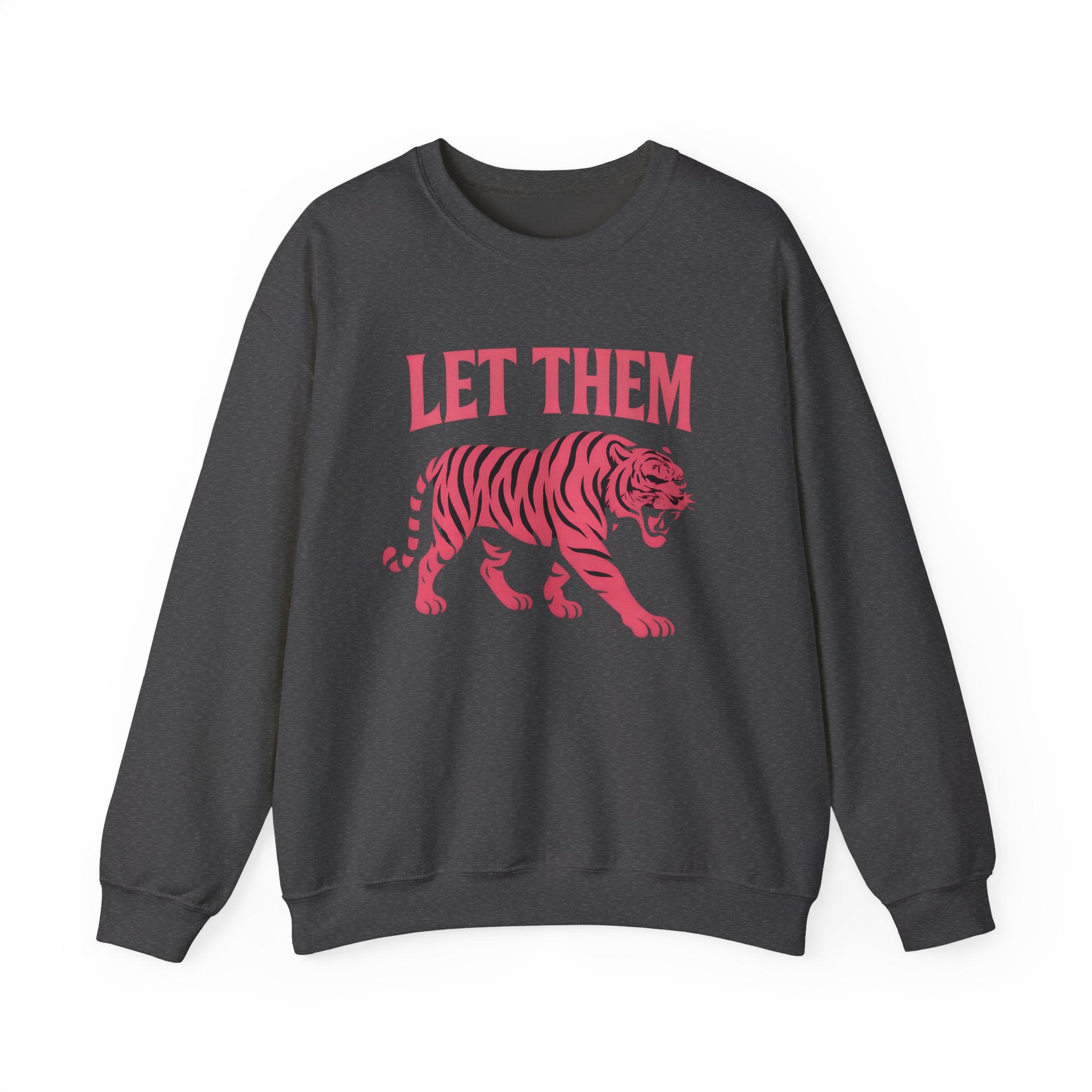 Let Them Tiger Crewneck Sweatshirt — Pink Graphic Tiger Pullover