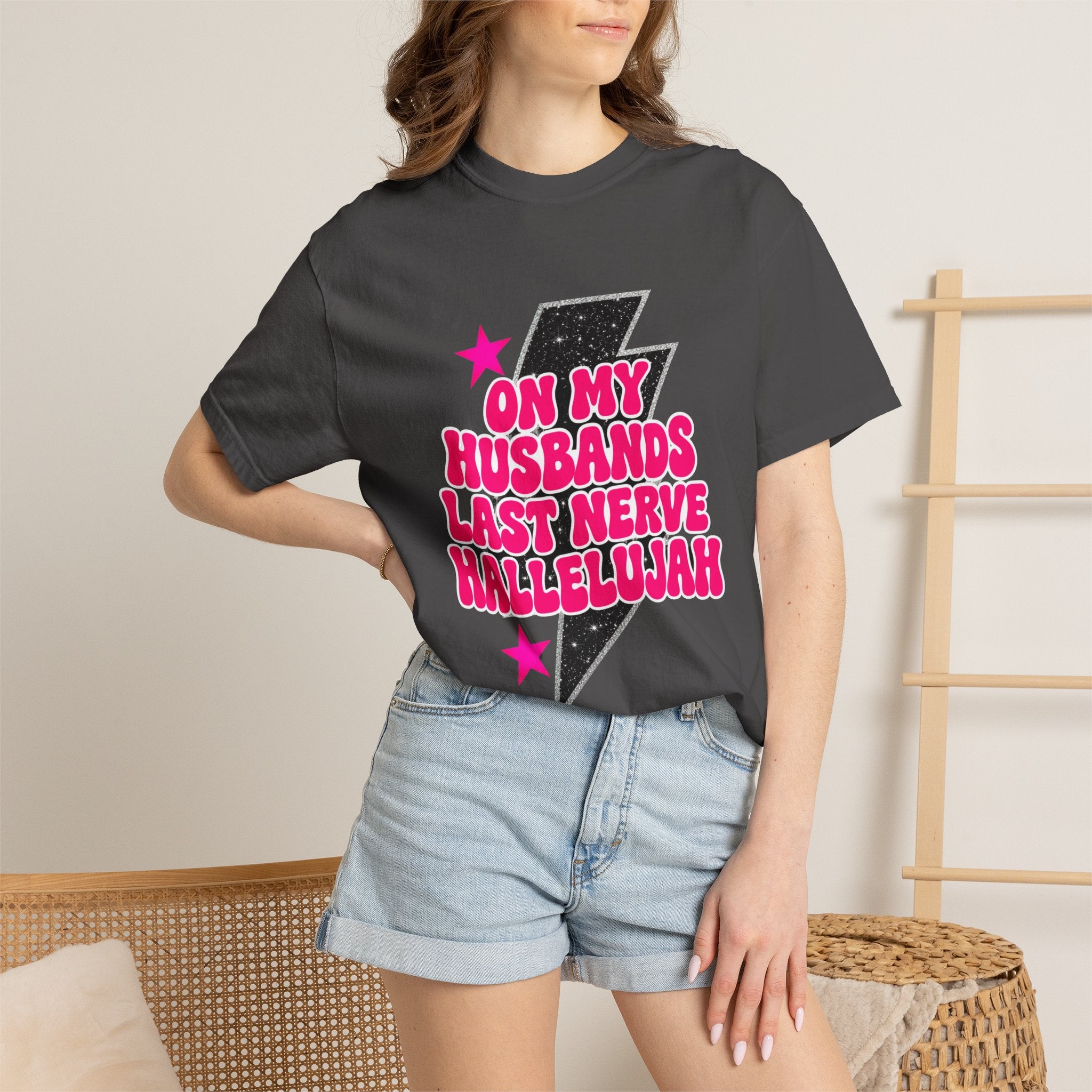 On My Husbands Last Nerve Hallelujah Tee - Comfort Colors
