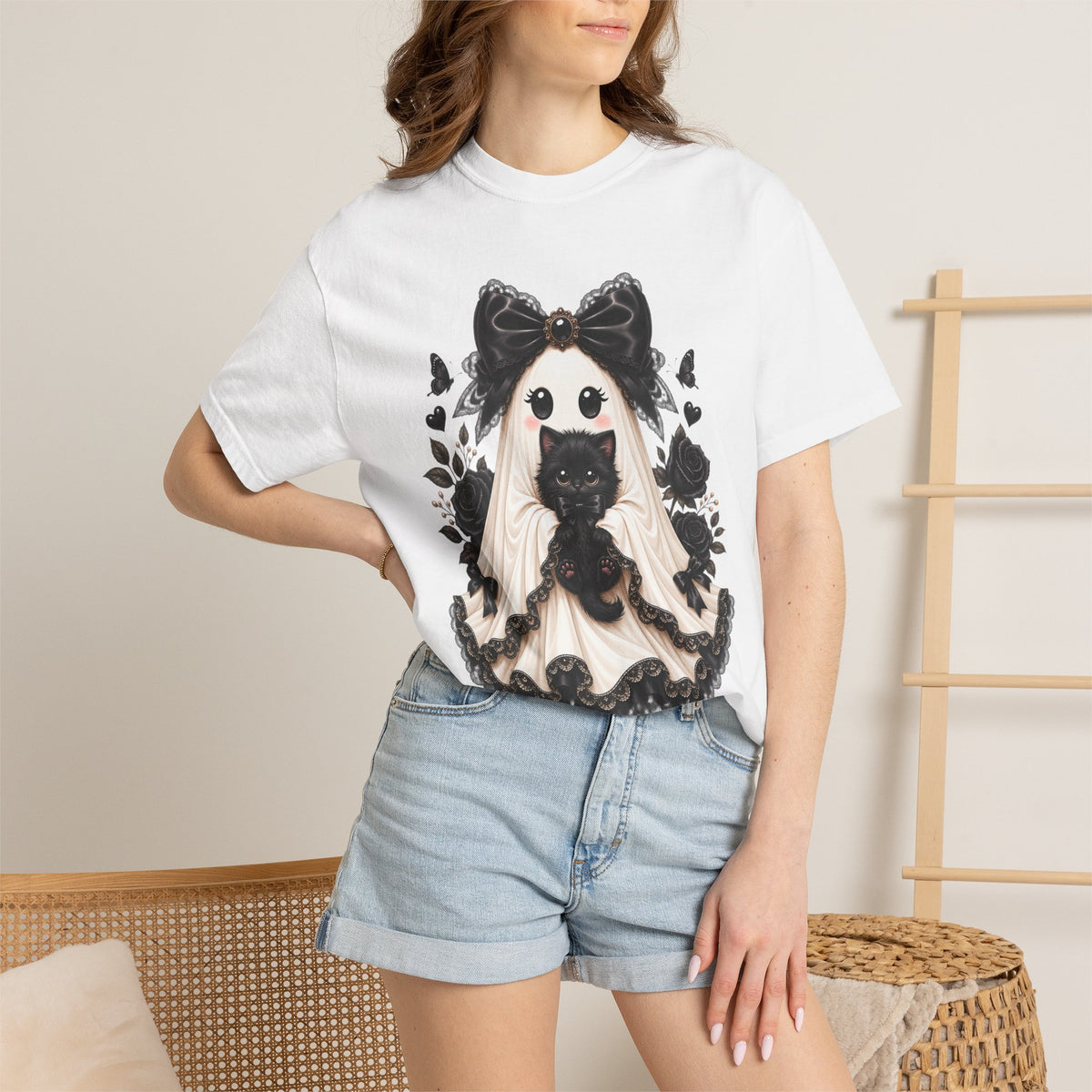 Lace Kitten Ghost Tee - Comfort Colors