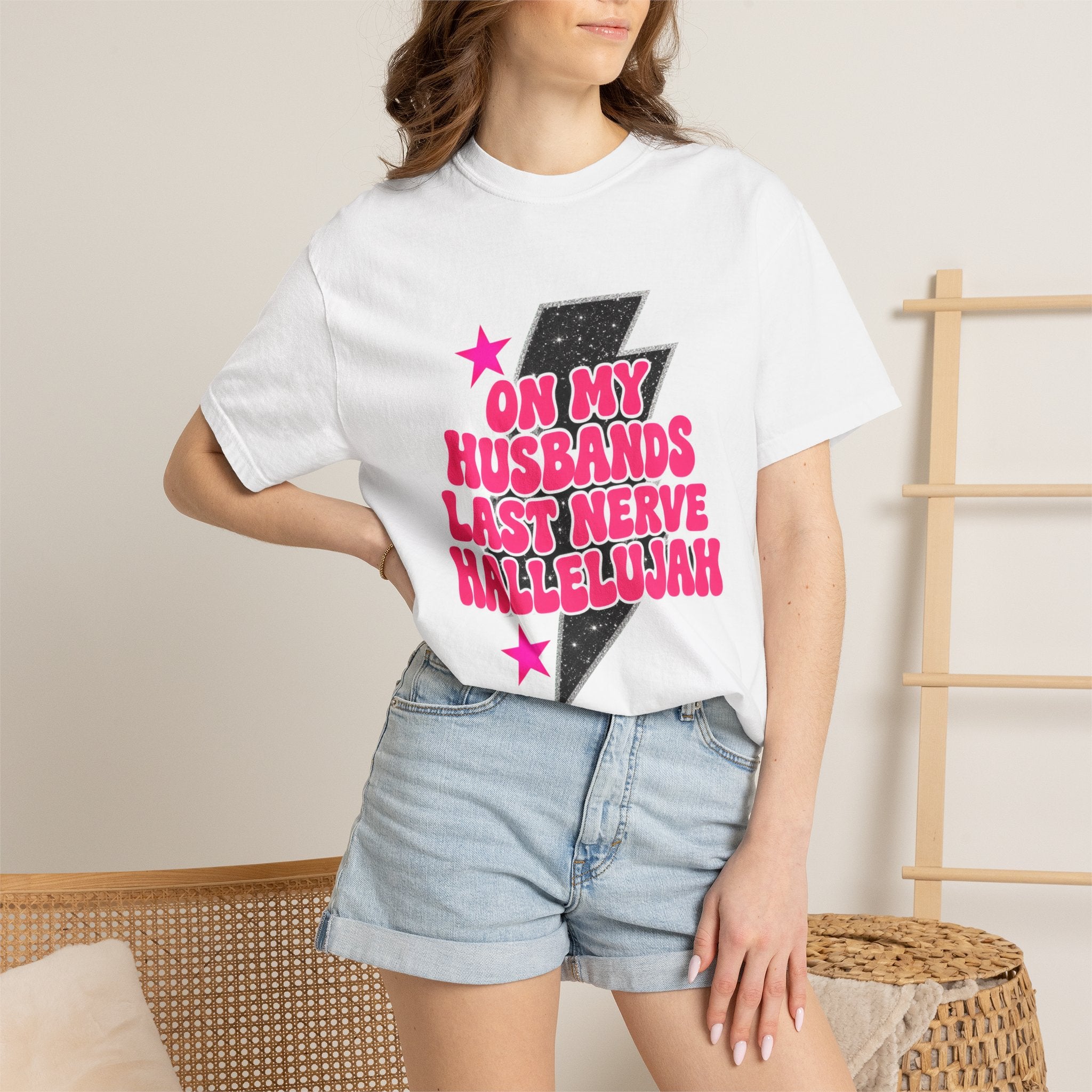 On My Husbands Last Nerve Hallelujah Tee - Comfort Colors