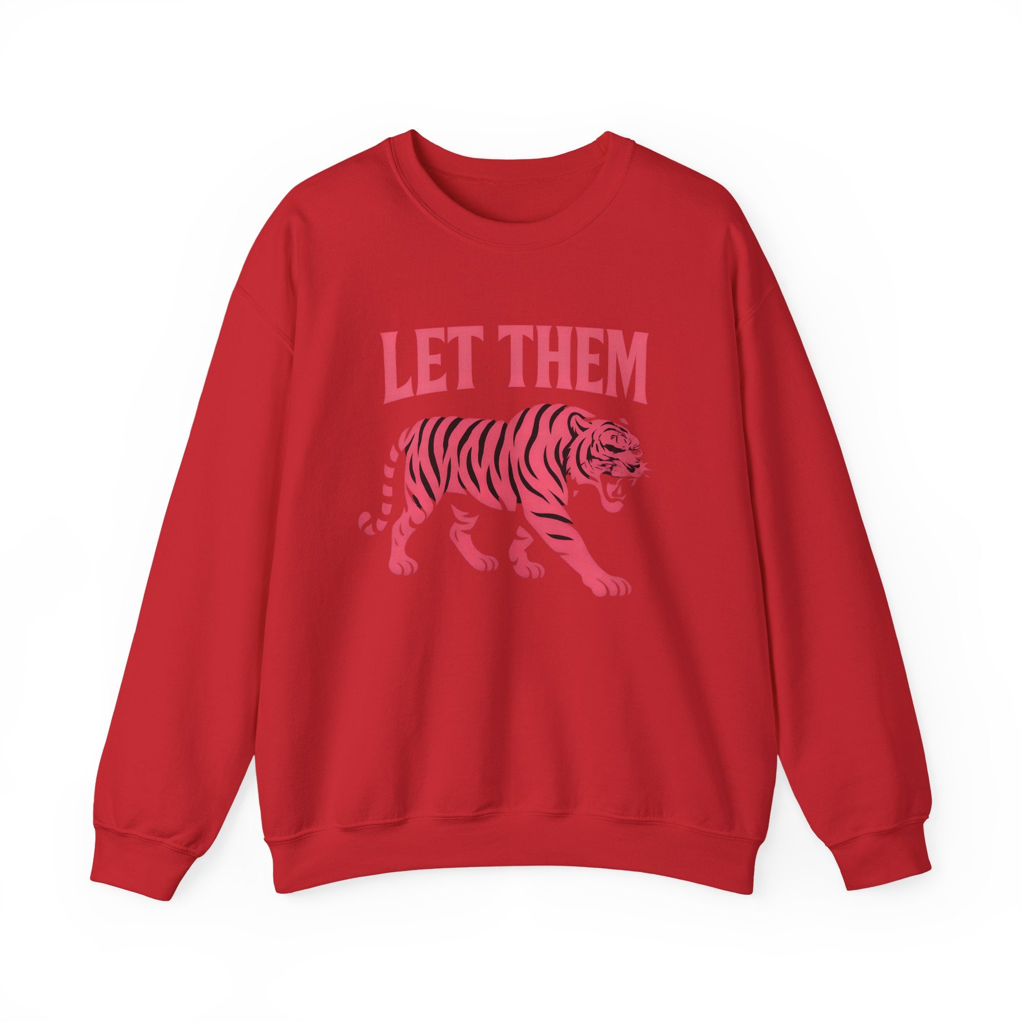 Let Them Tiger Crewneck Sweatshirt — Pink Graphic Tiger Pullover