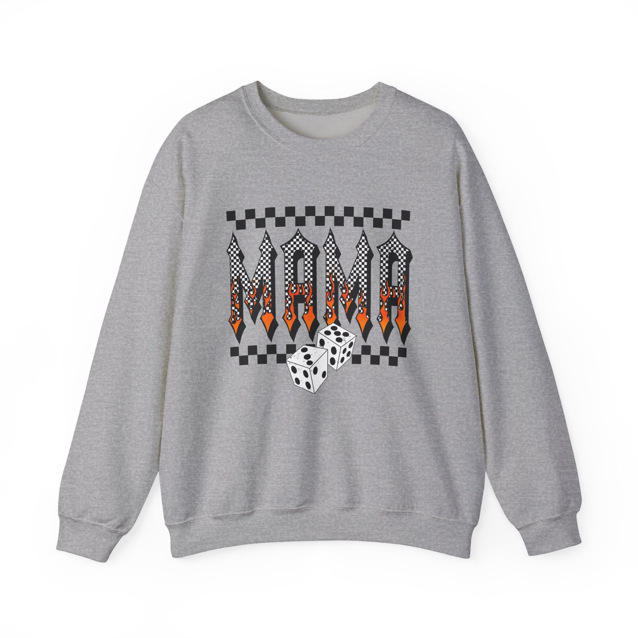 Mama Dice Graphic Sweatshirt – Checkerboard Rocker Mom Crewneck
