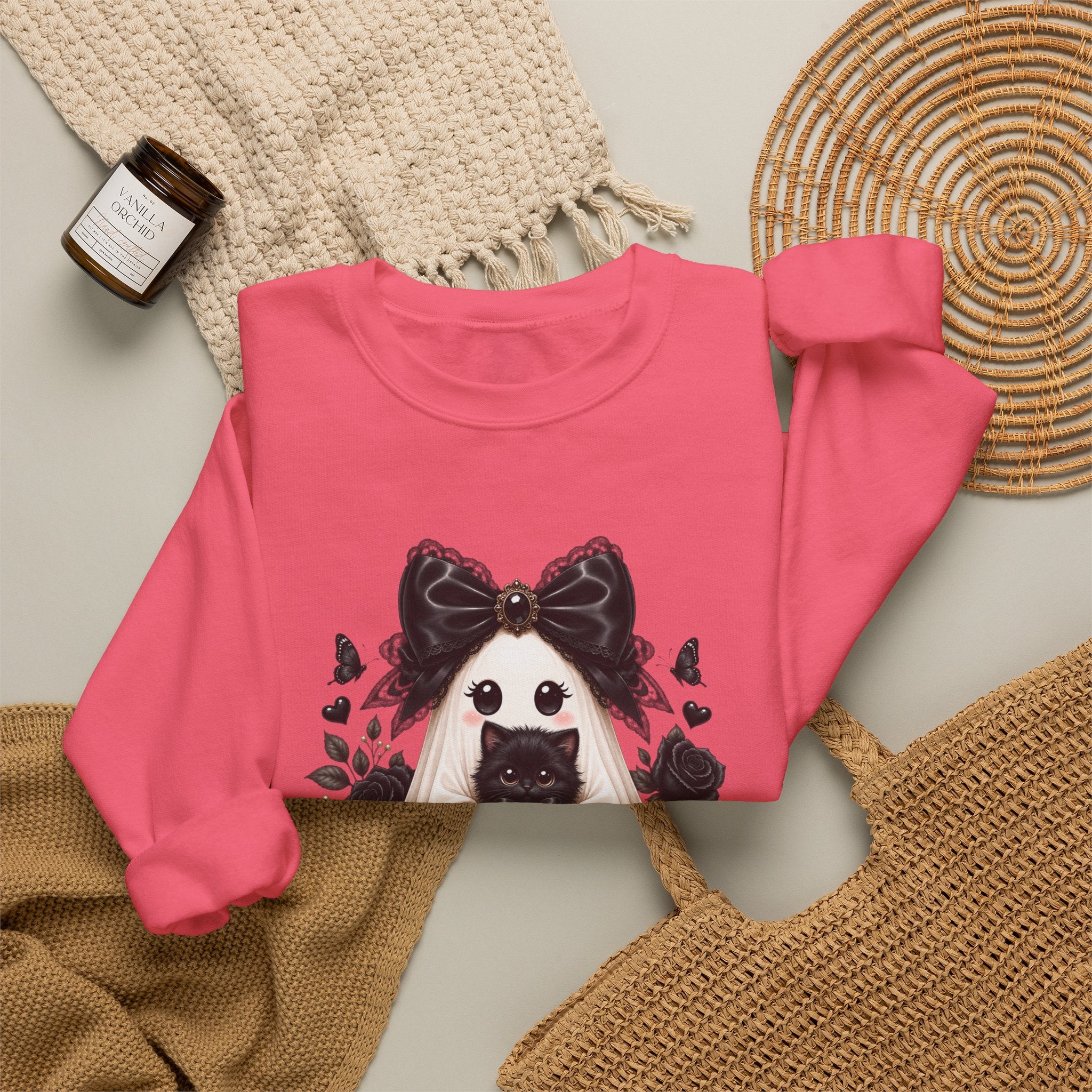 Lace Kitten Ghost Sweatshirt - Gildan