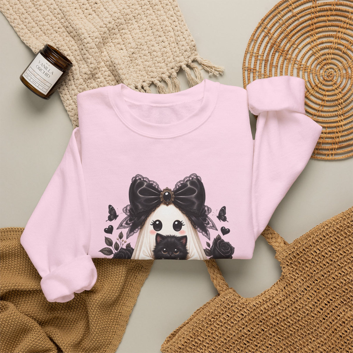 Lace Kitten Ghost Sweatshirt - Gildan