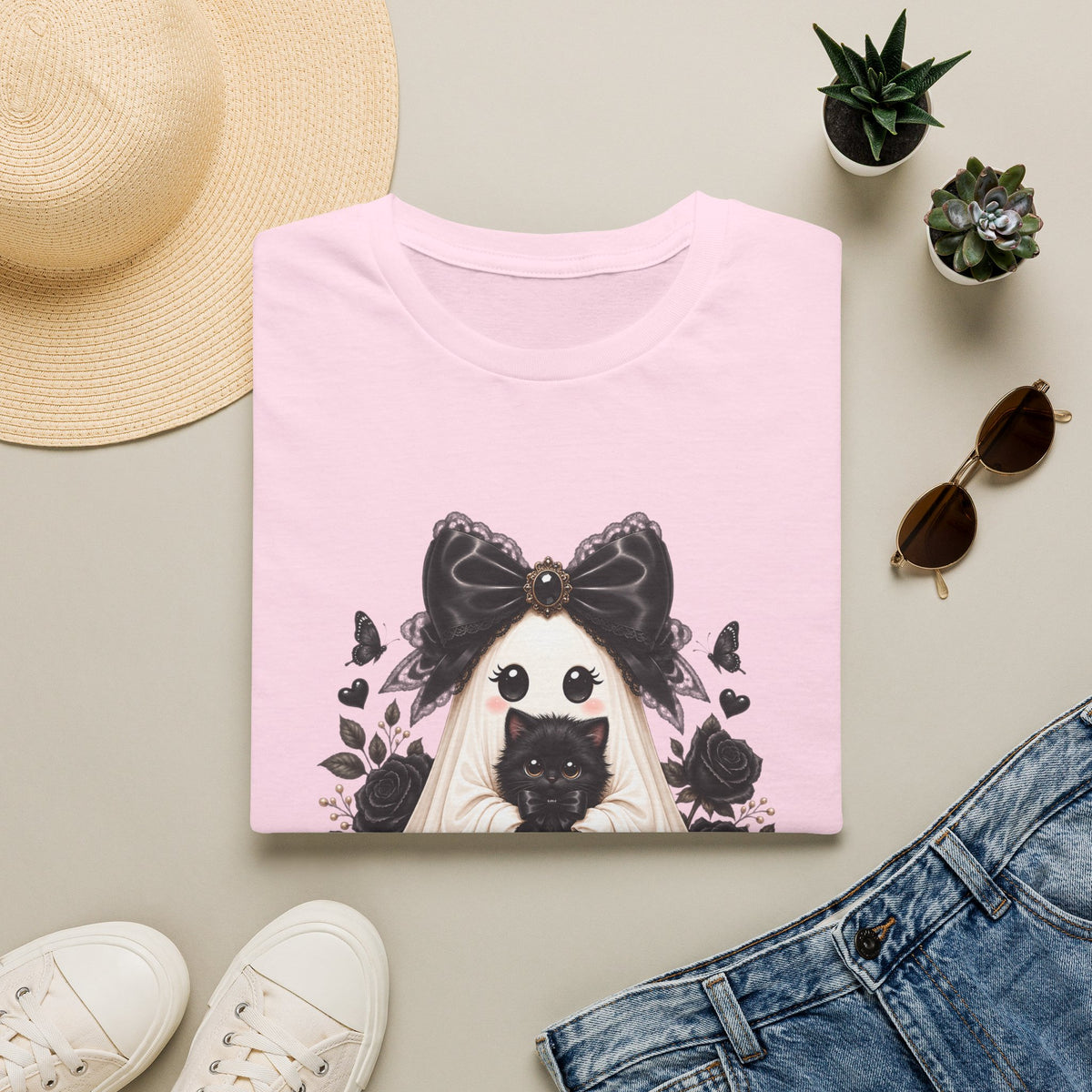 Lace Kitten Ghost Tee - Gildan