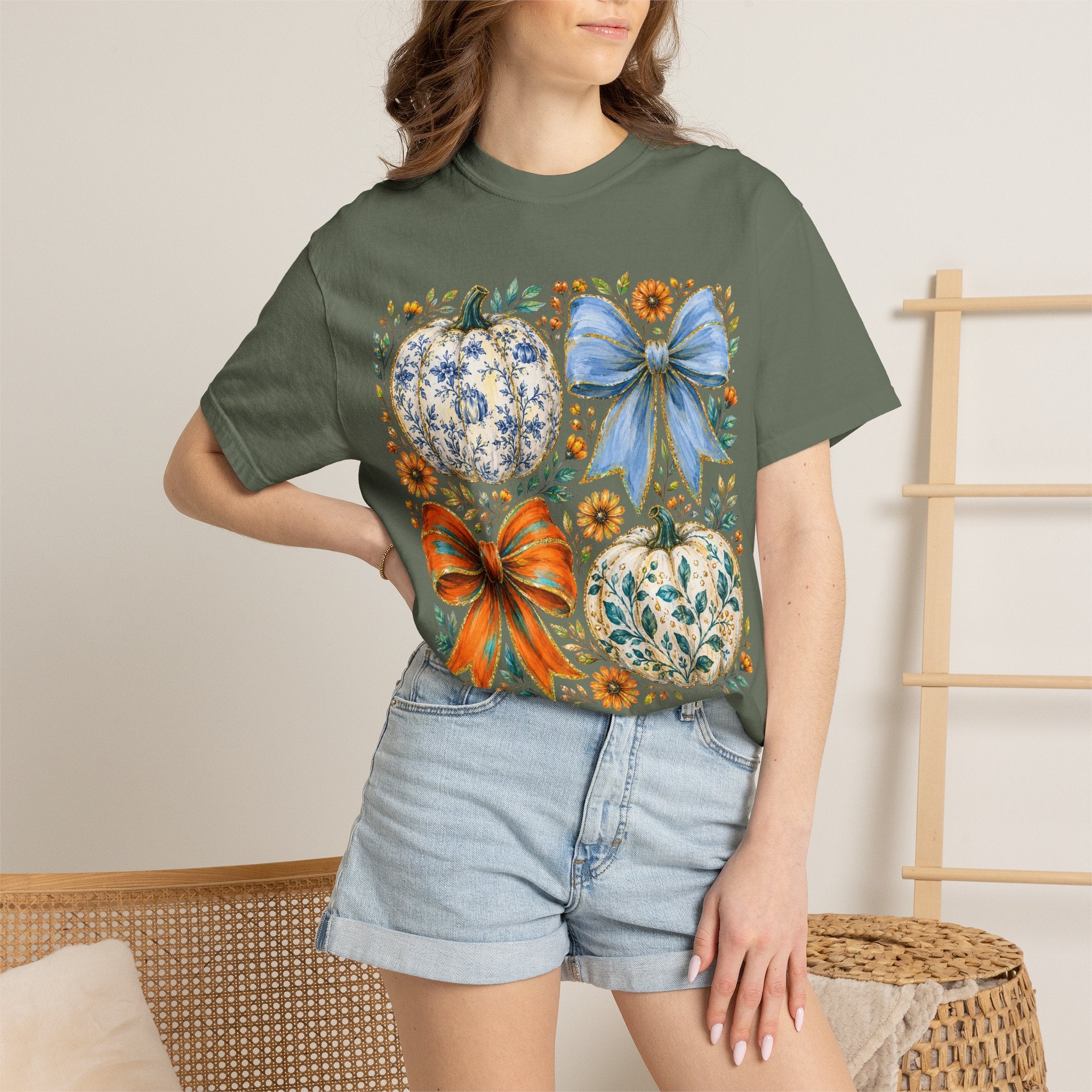Pumpkin Bows Tee - Comfort Colors