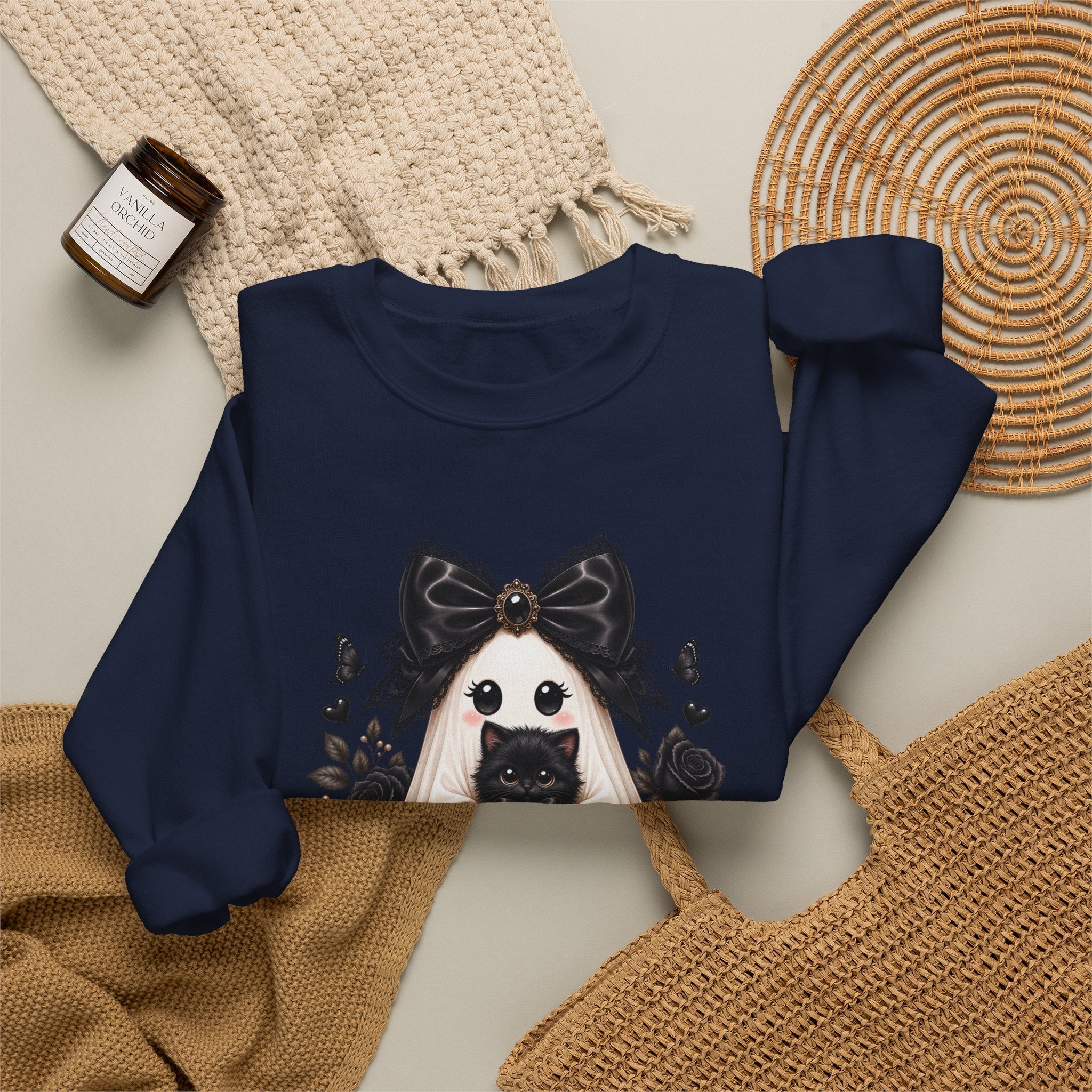 Lace Kitten Ghost Sweatshirt - Gildan
